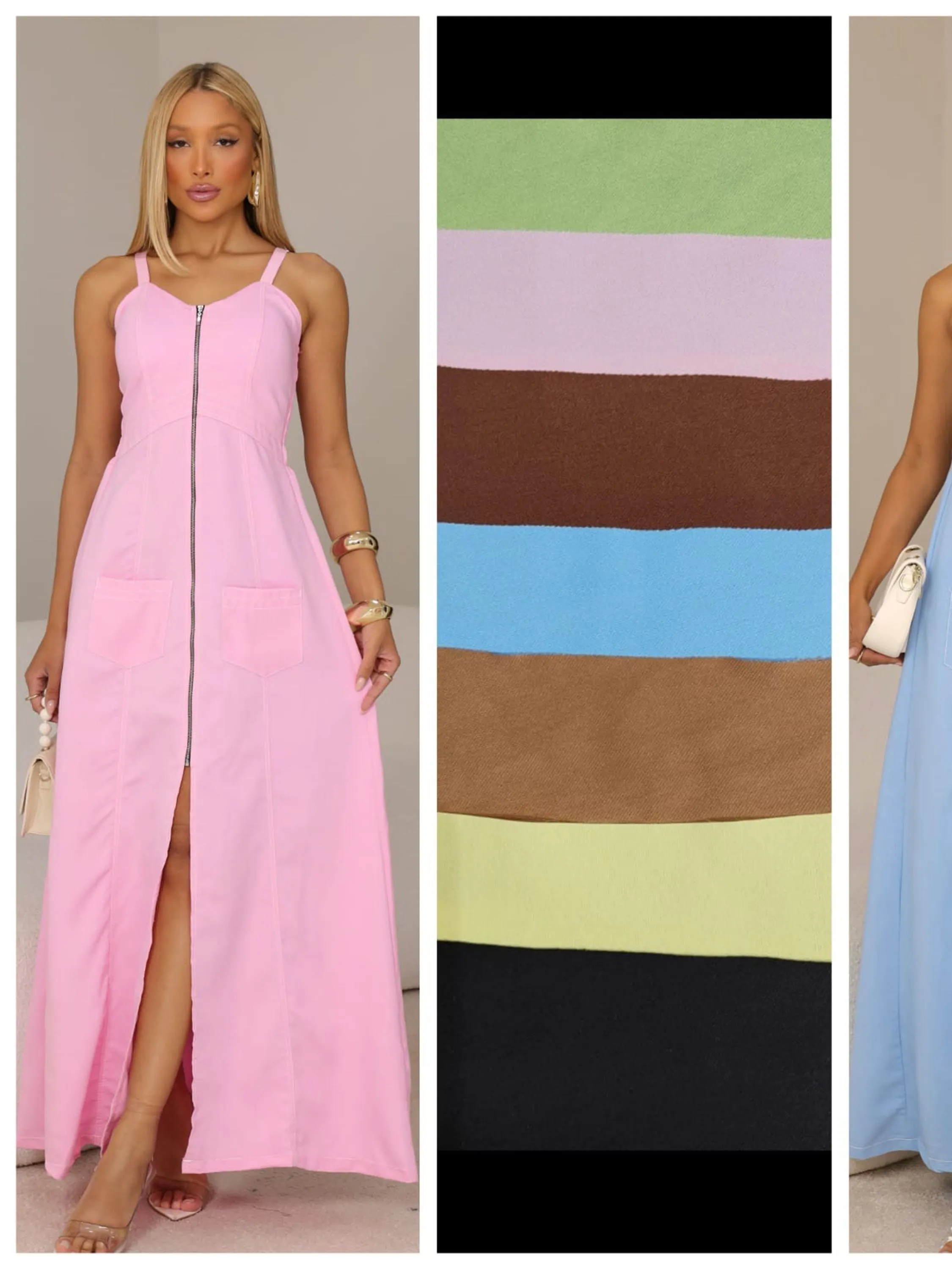 Vestido de alça com zíper