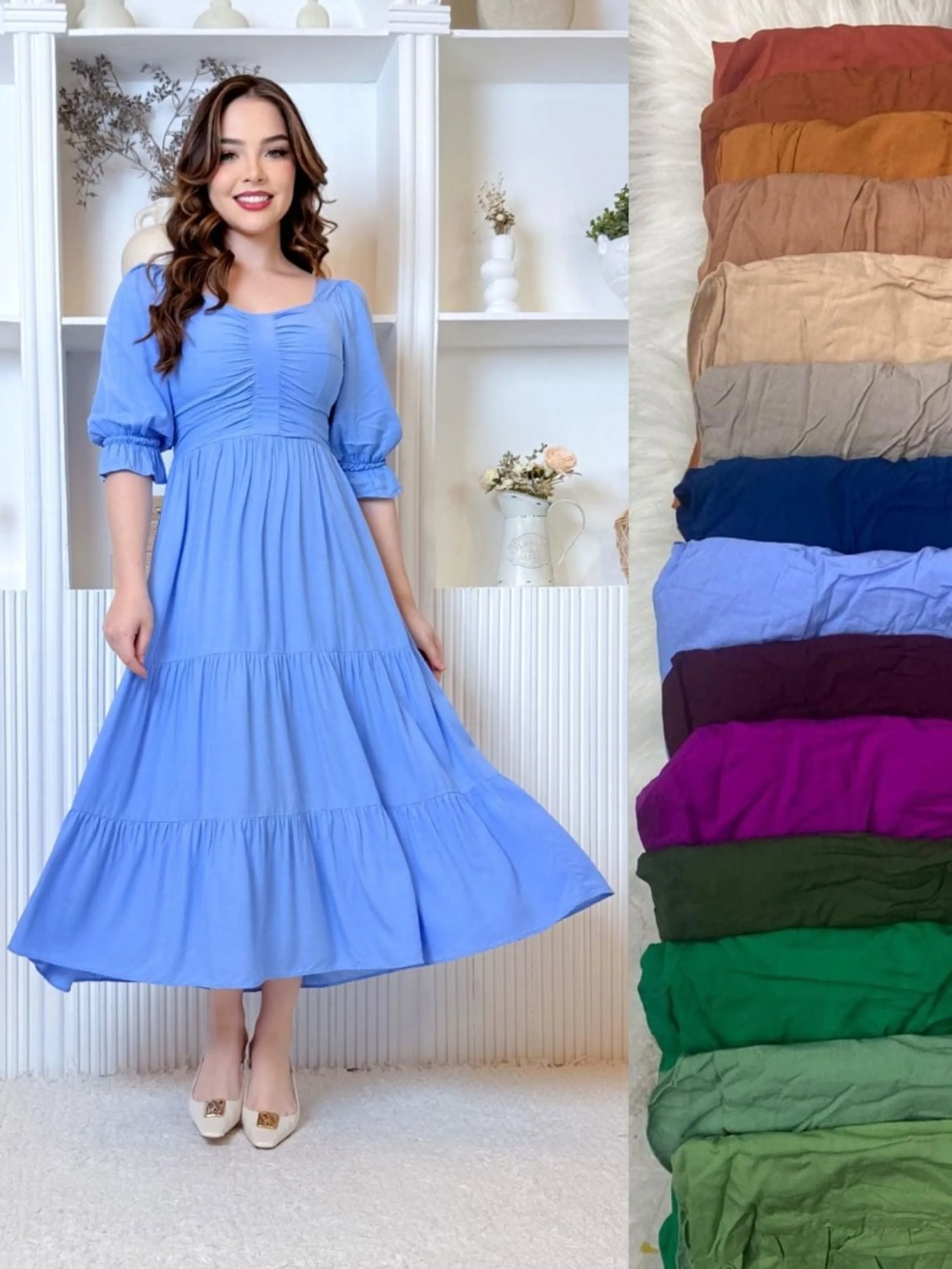 Vestido midi liso
