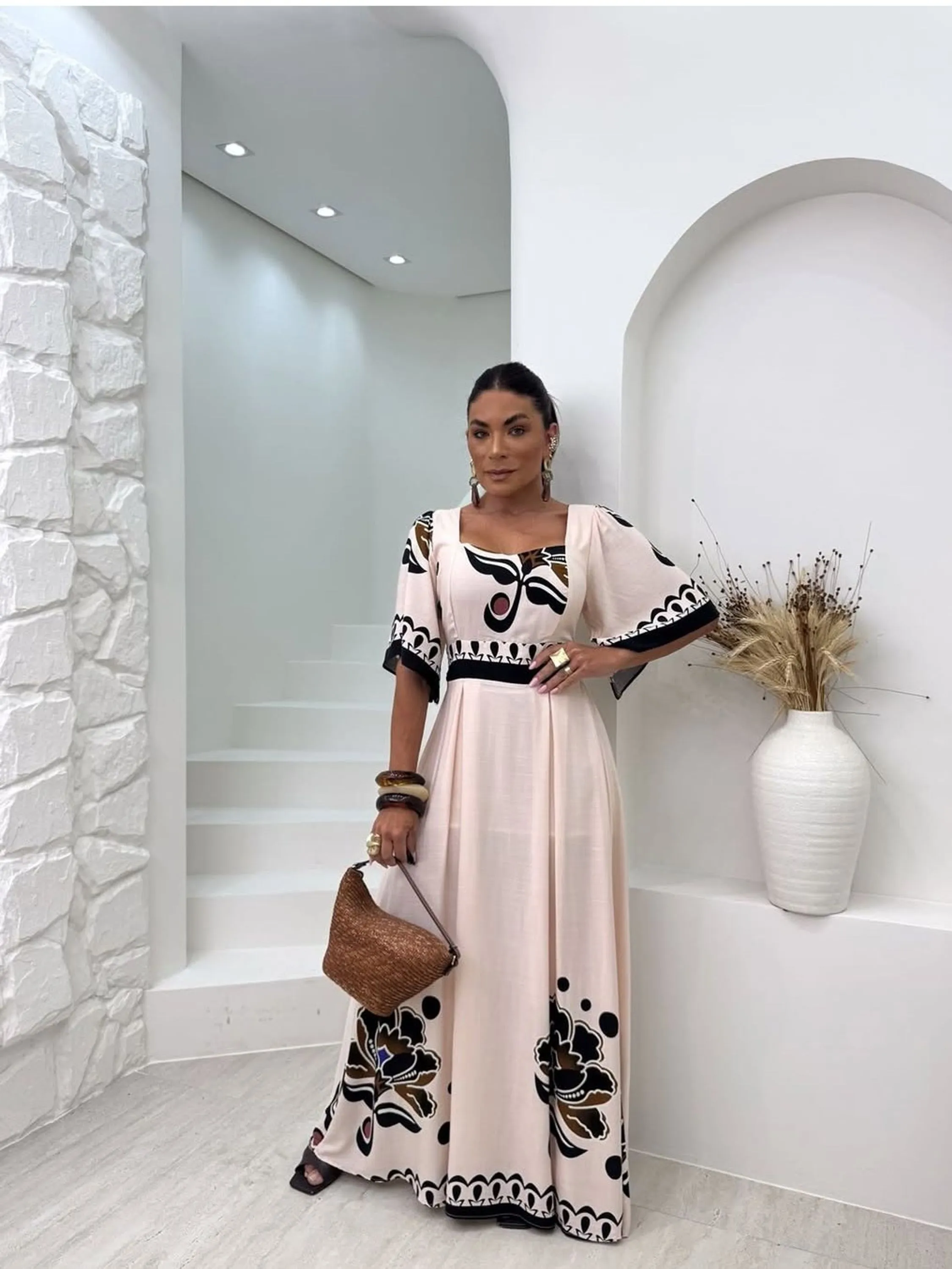 Vestido longo estampado