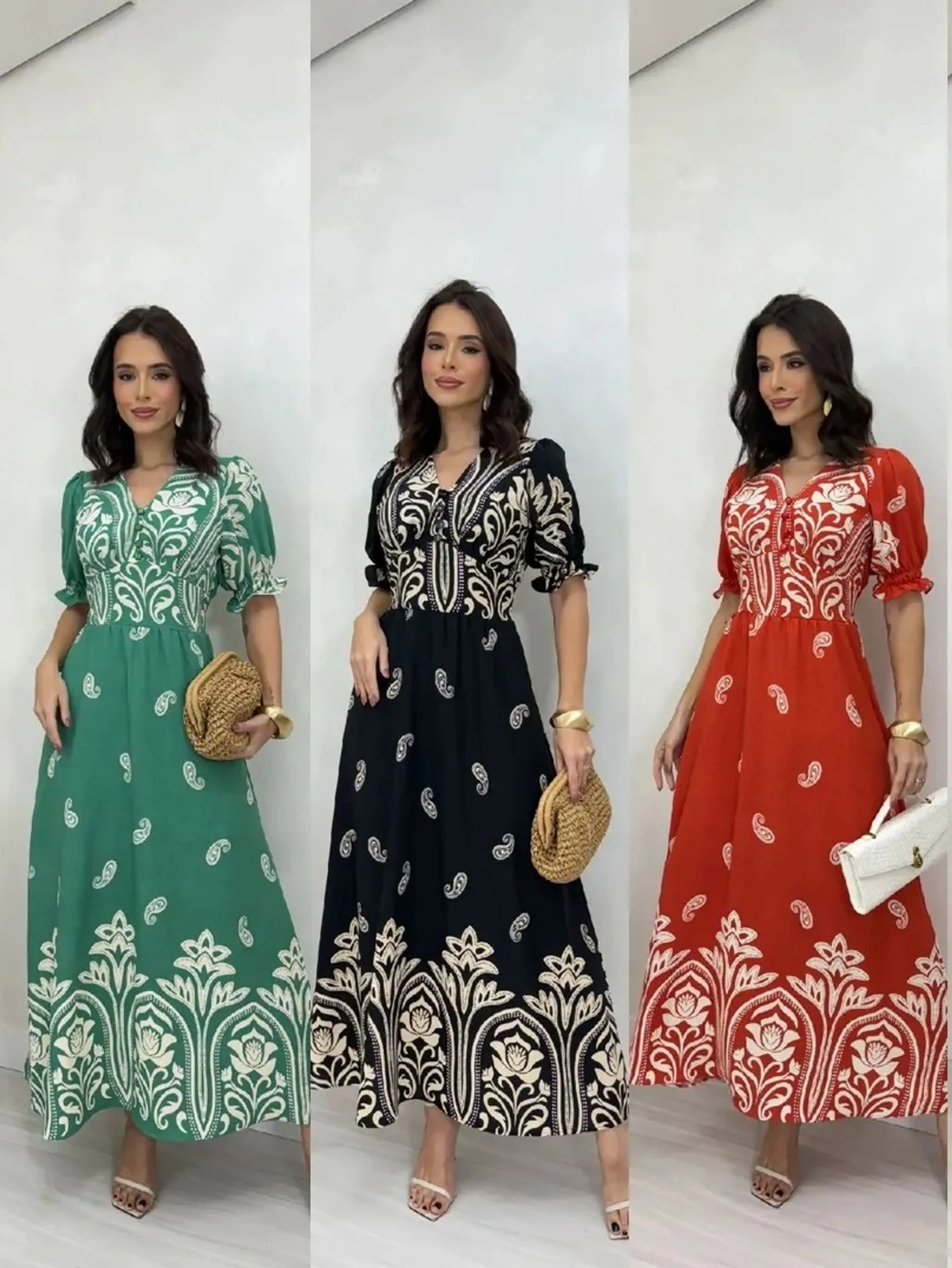 Vestido longo estampado