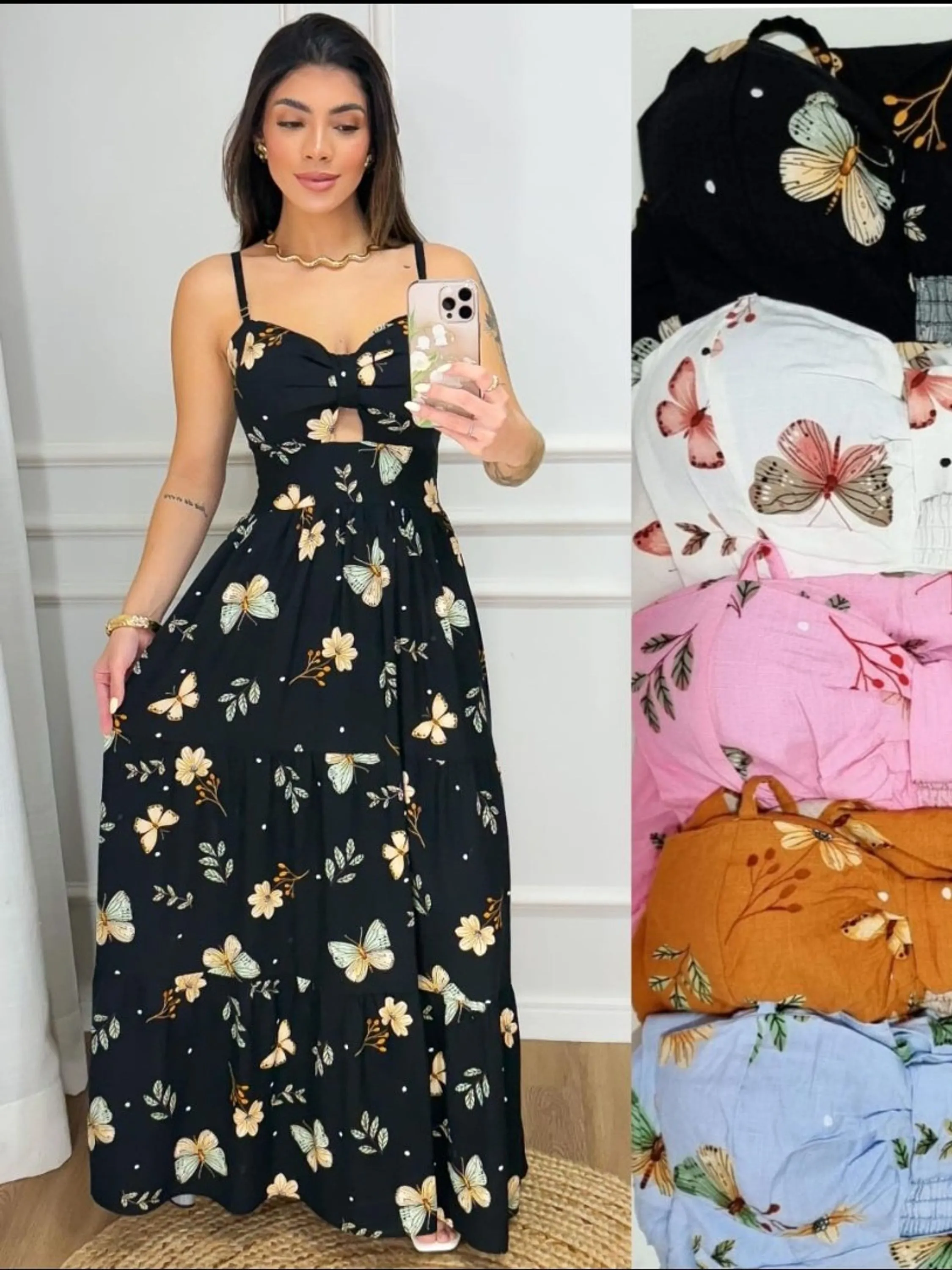 Vestido longo estampado