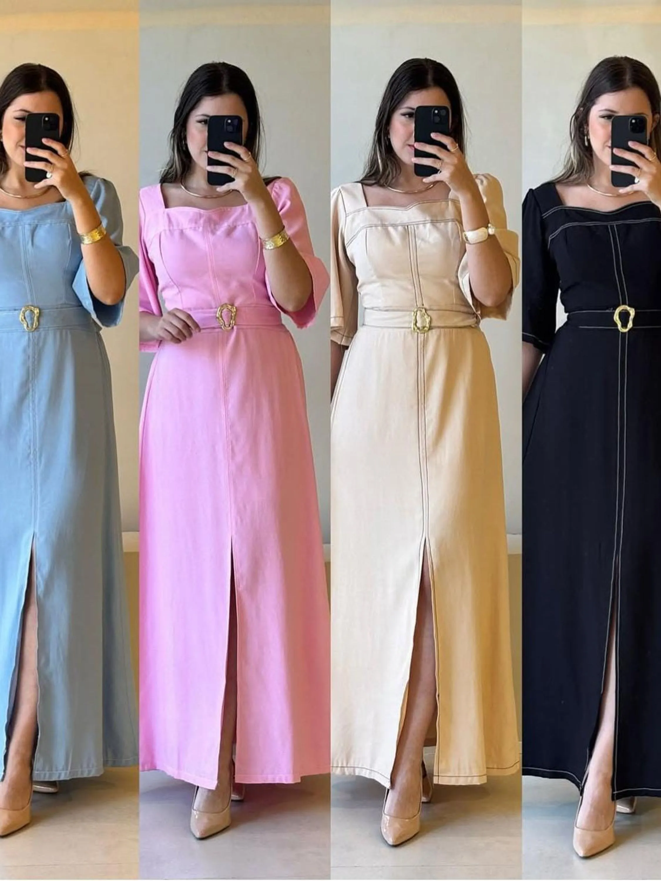 Vestido longo liso