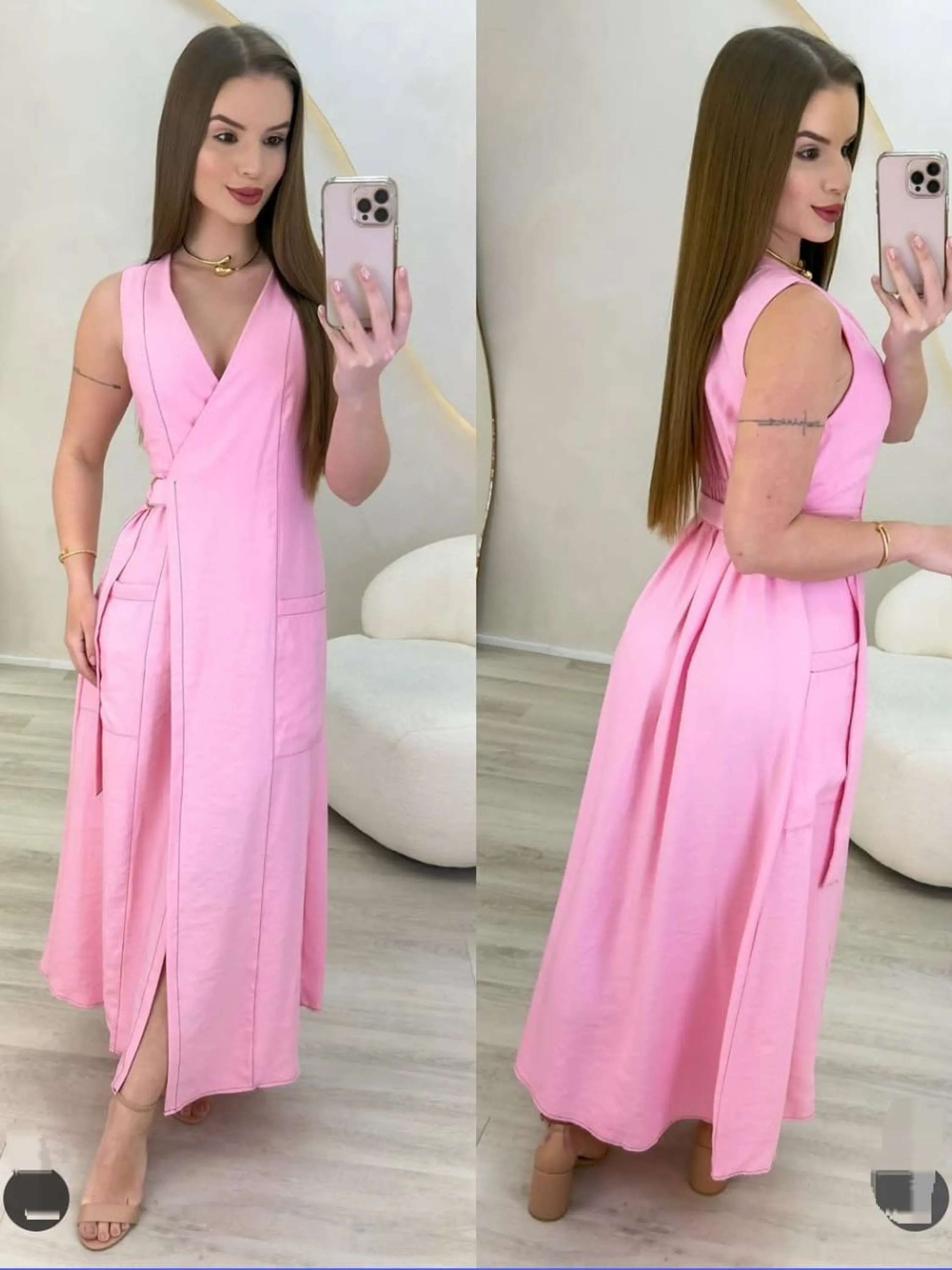 Vestido longo liso