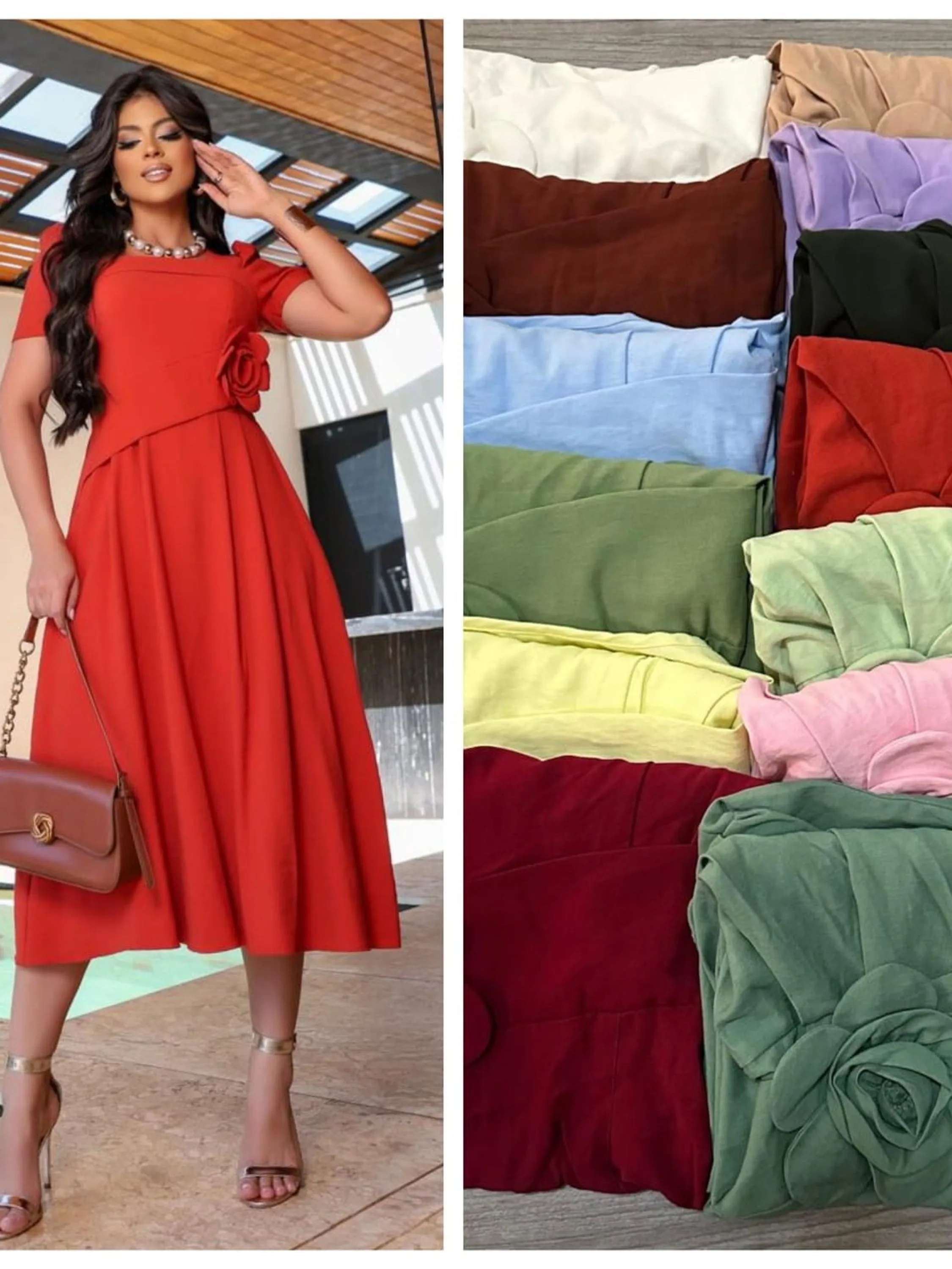 Vestido midi liso