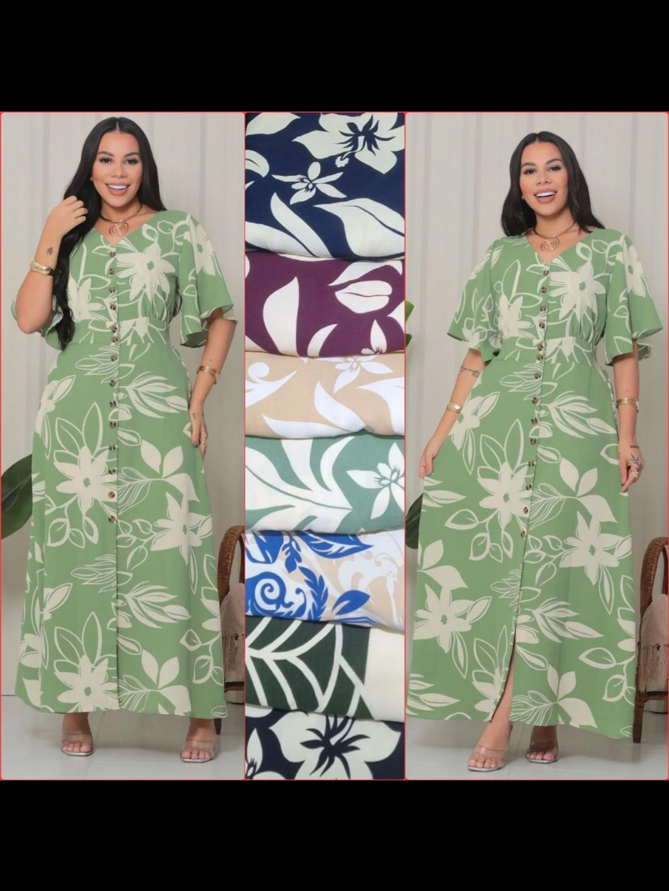 Vestido longo estampado
