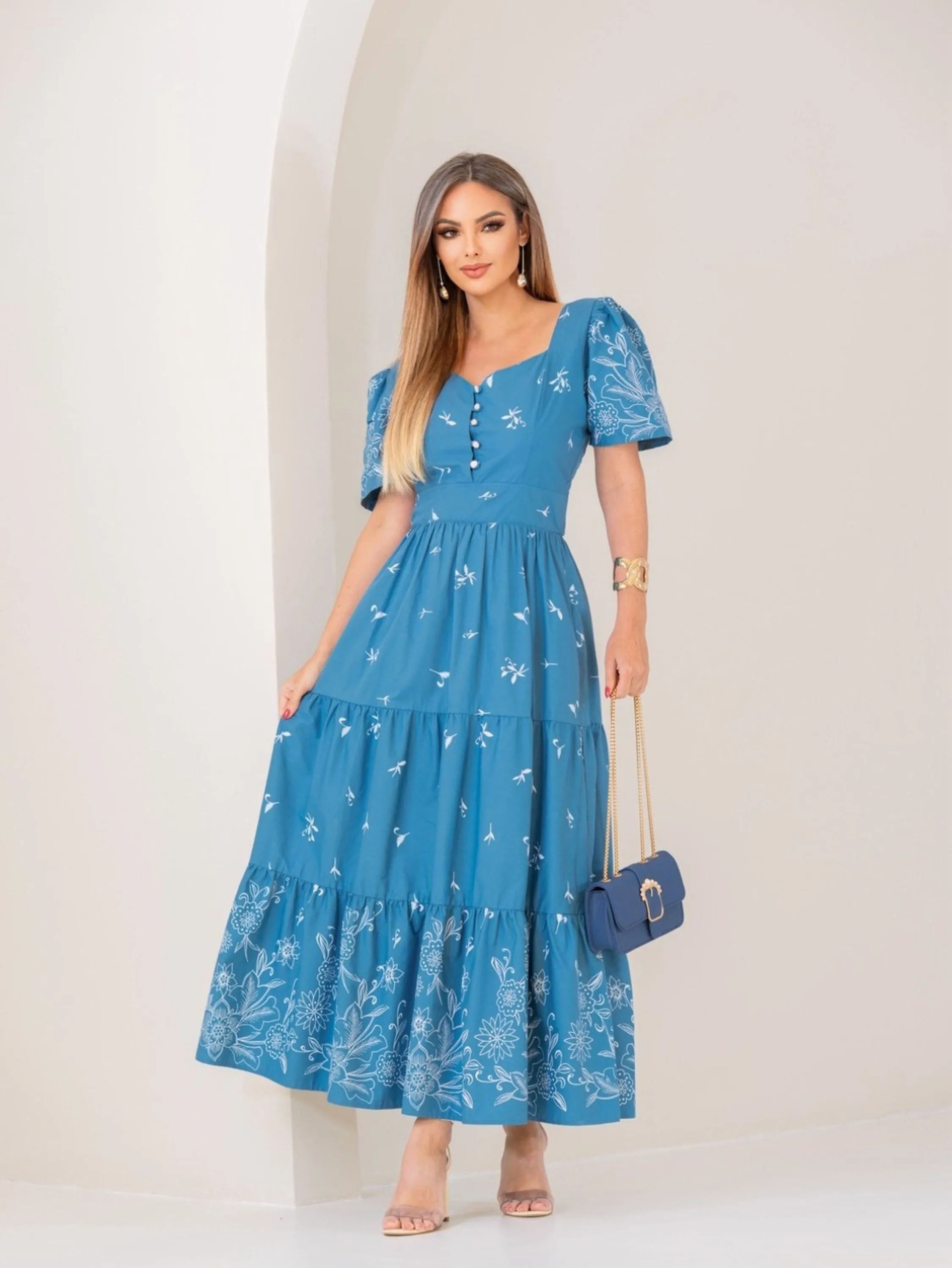 Vestido em tricoline
