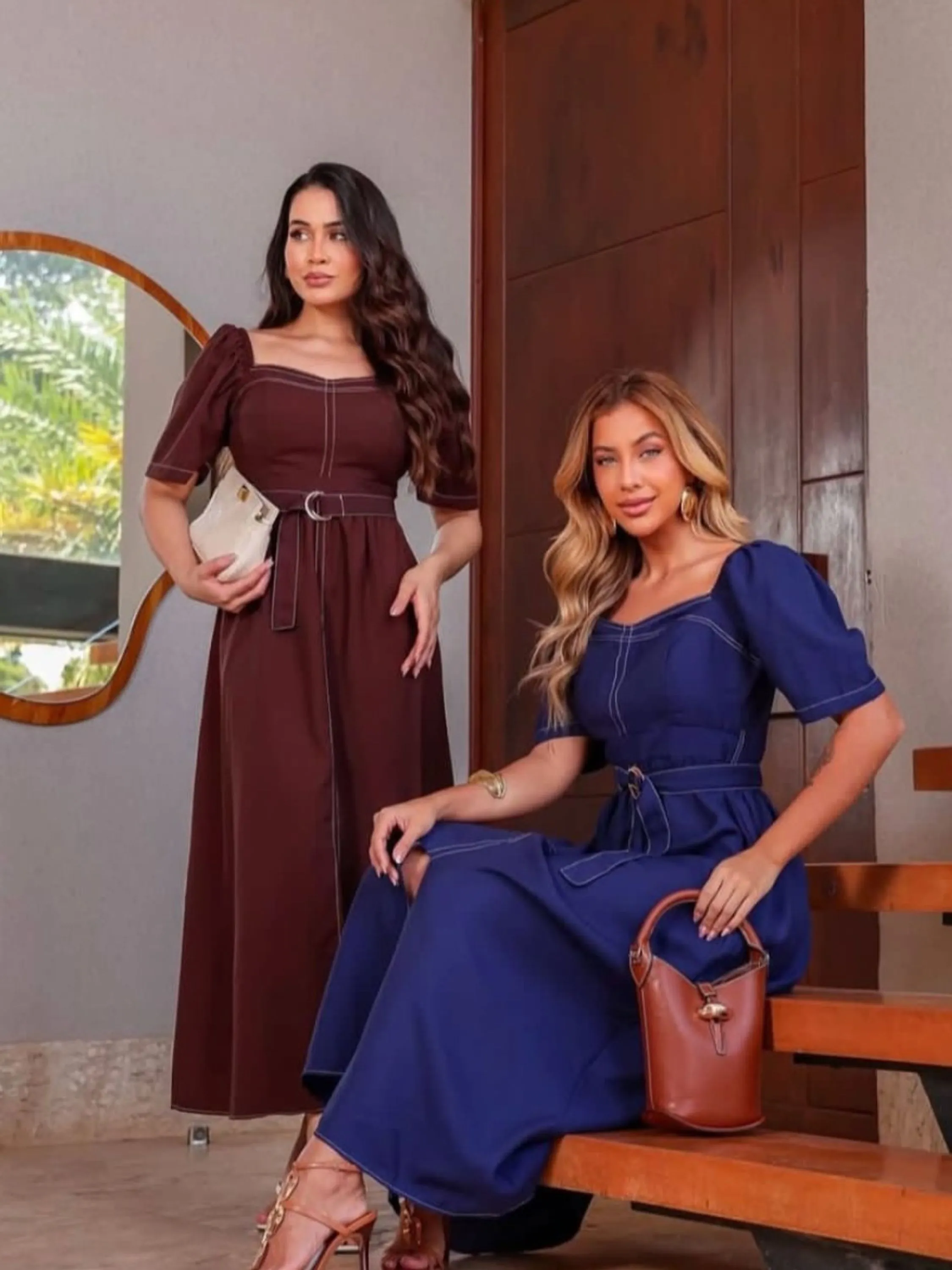 Vestido longo liso