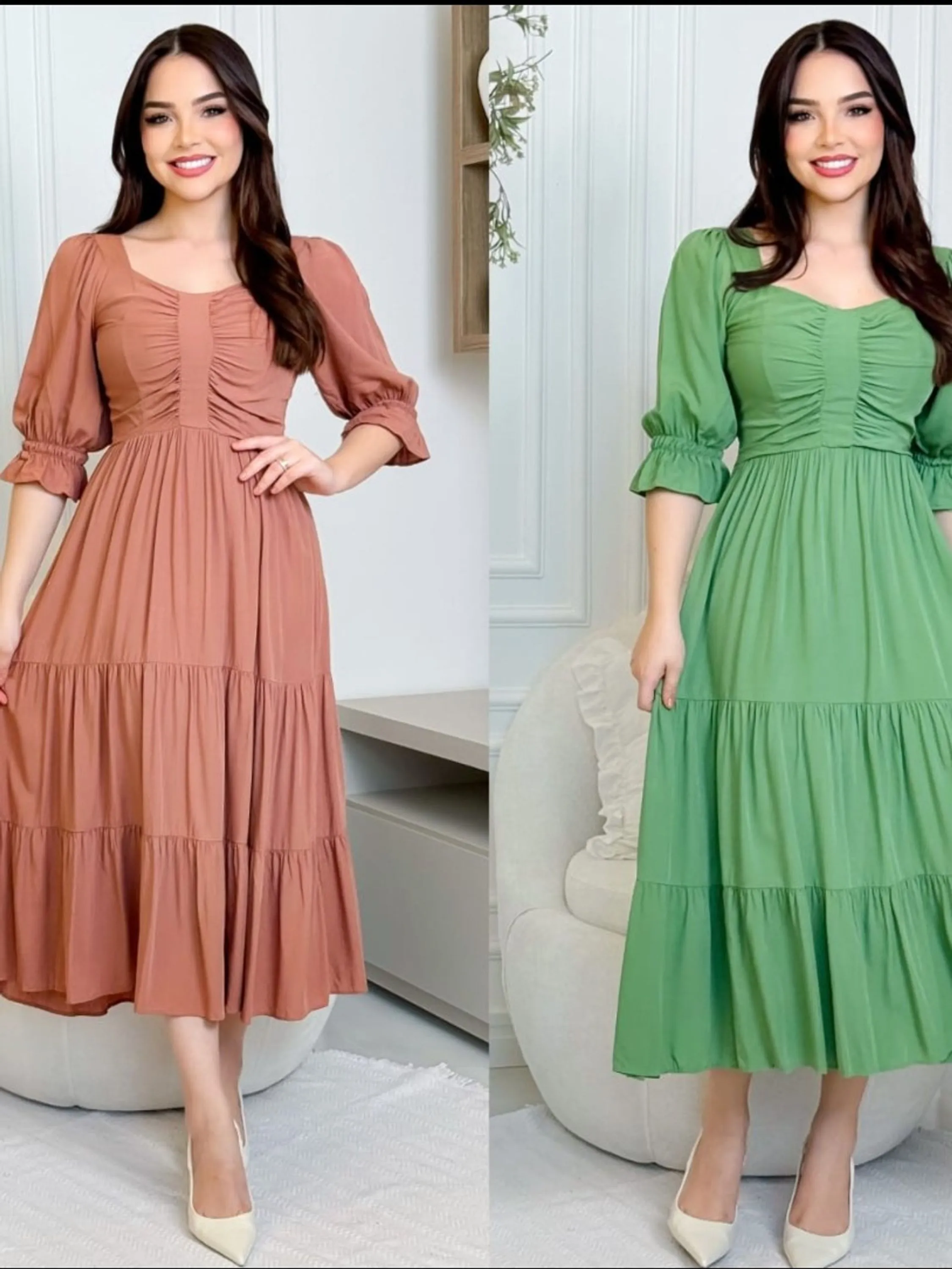 Vestido liso midi