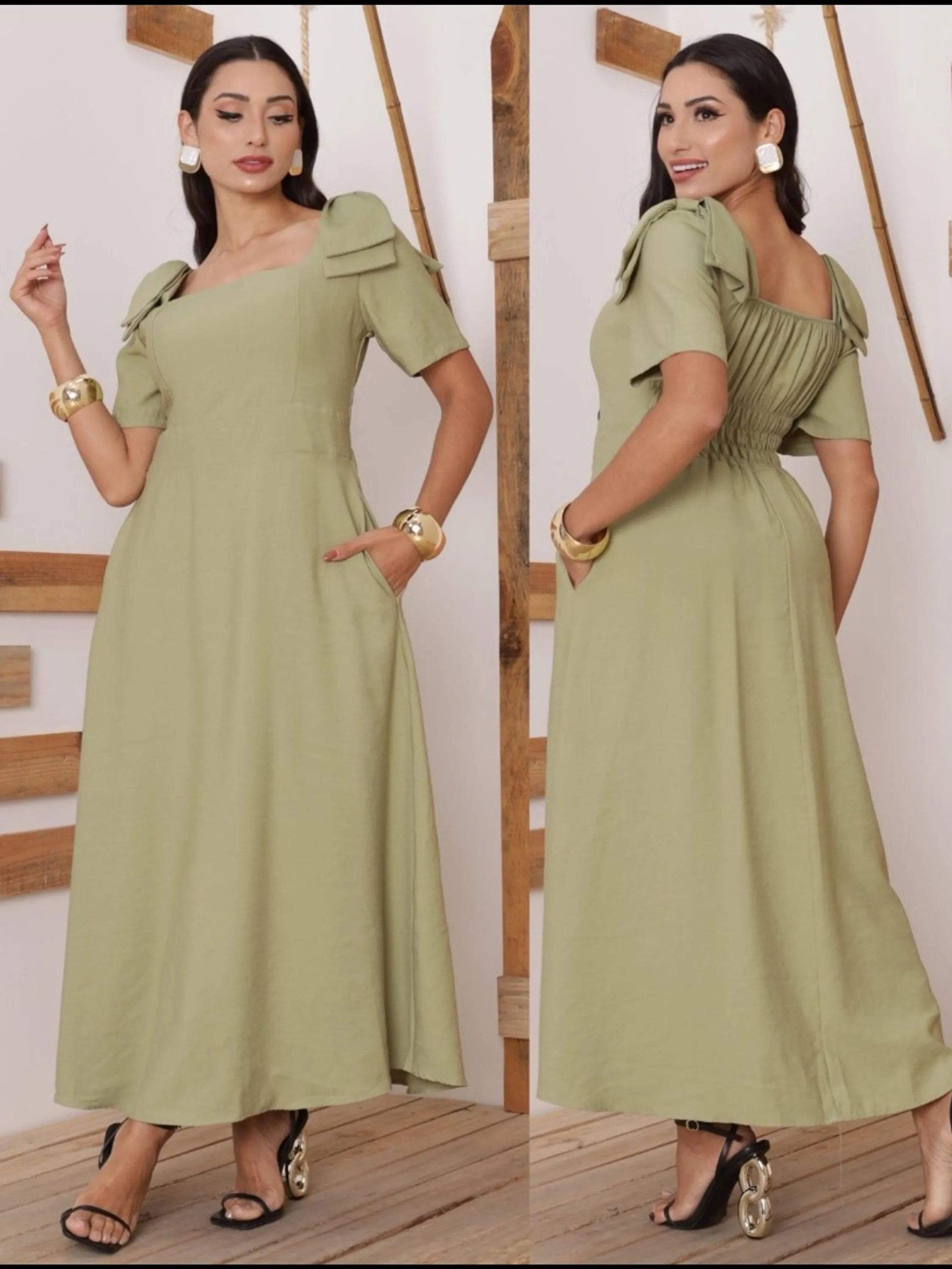 Vestido longo liso