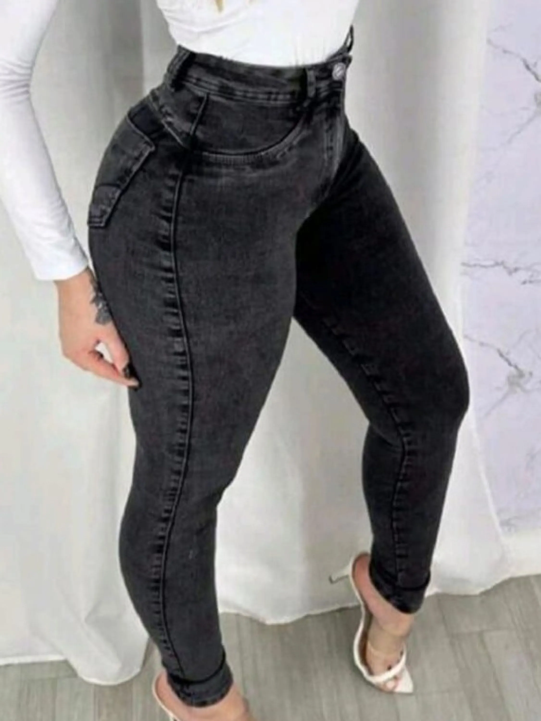 Calça jeans marmorrizada