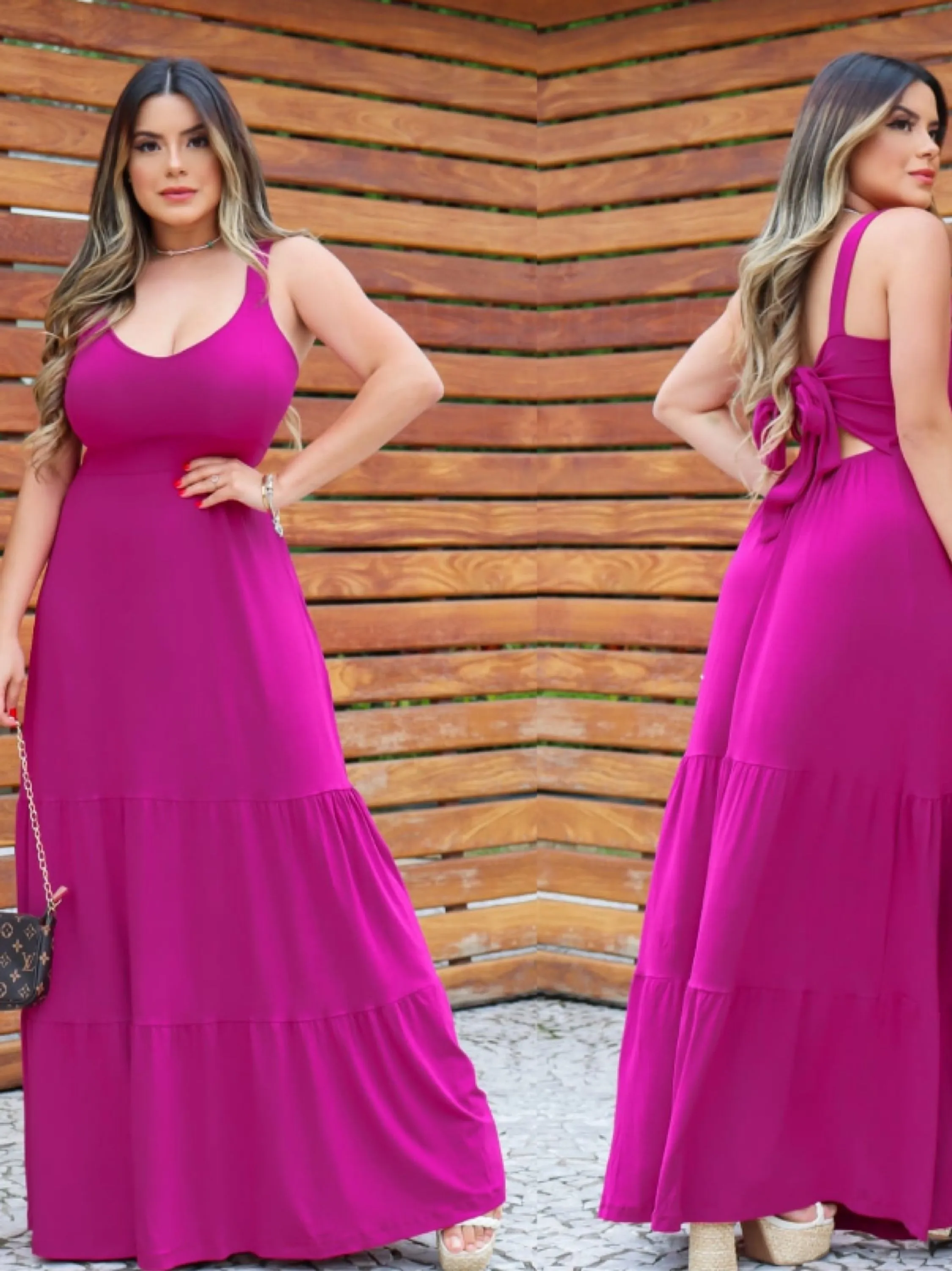 Kit com 6 vestidos longos laços nas costas + frete grátis