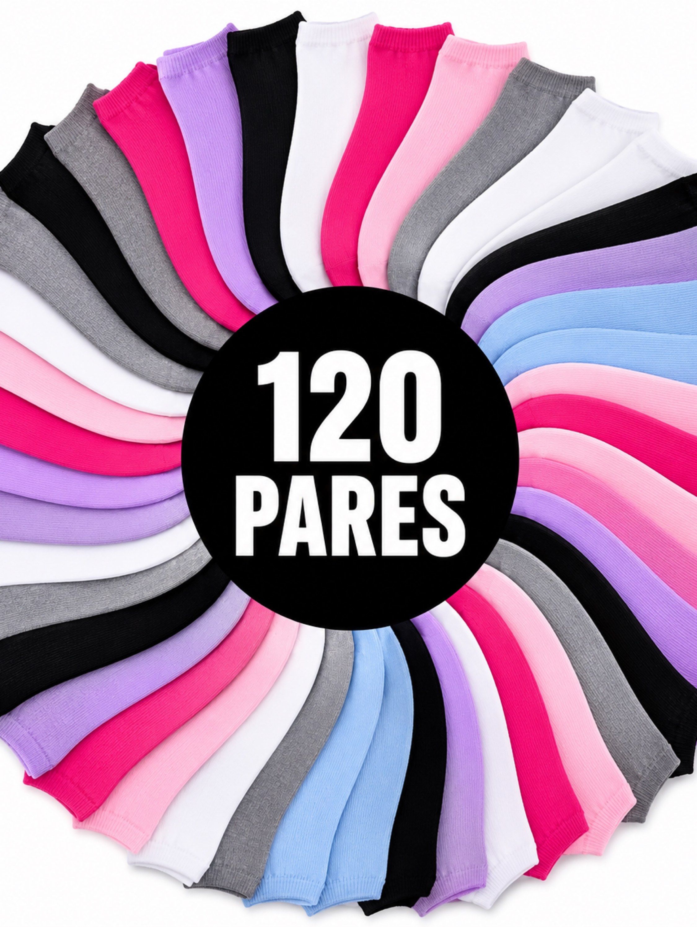 Kit 120 Pares Meia Feminina Cano Baixo Revenda Atacado