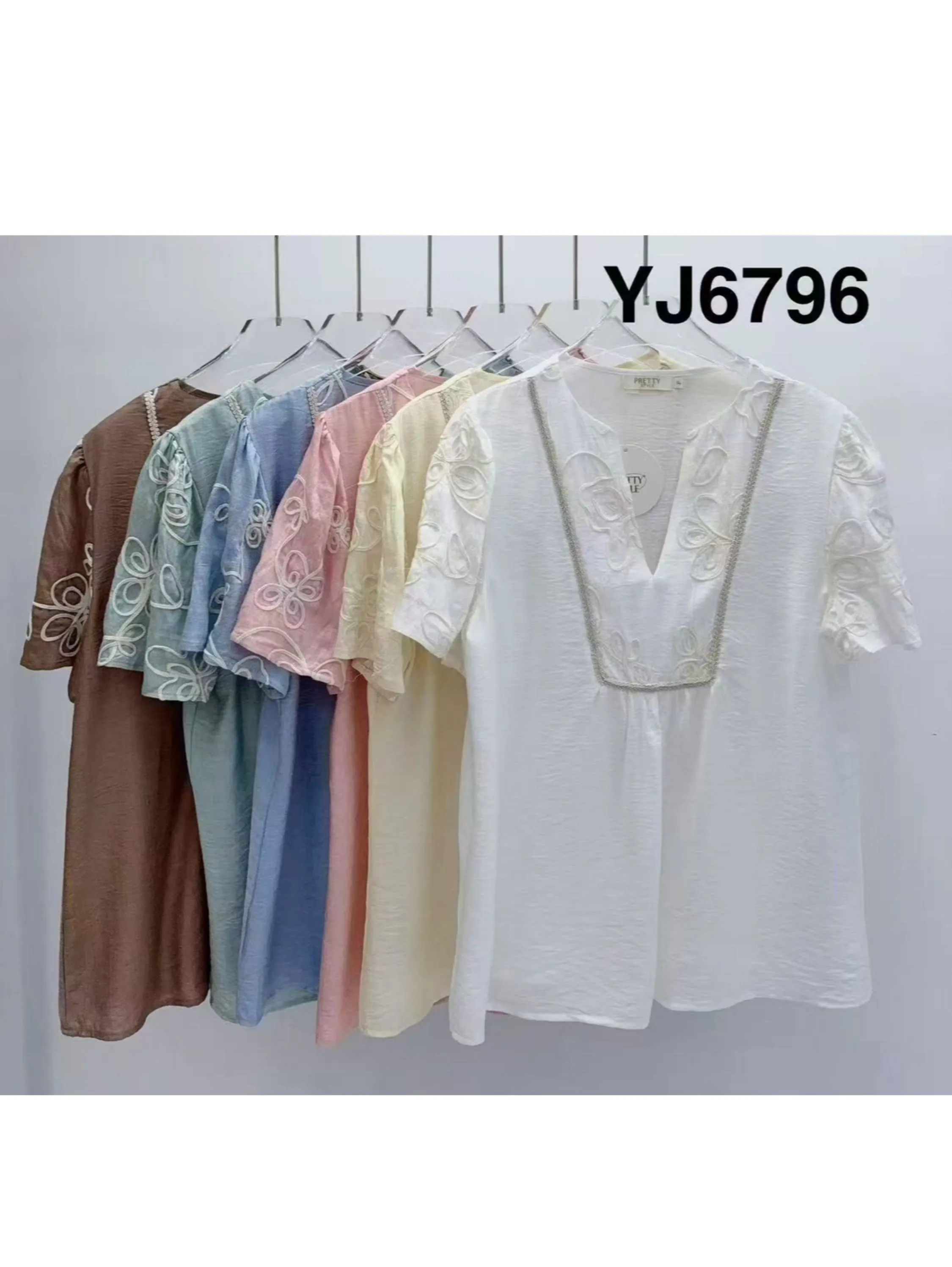 blusa com bordado manga curta shu loja