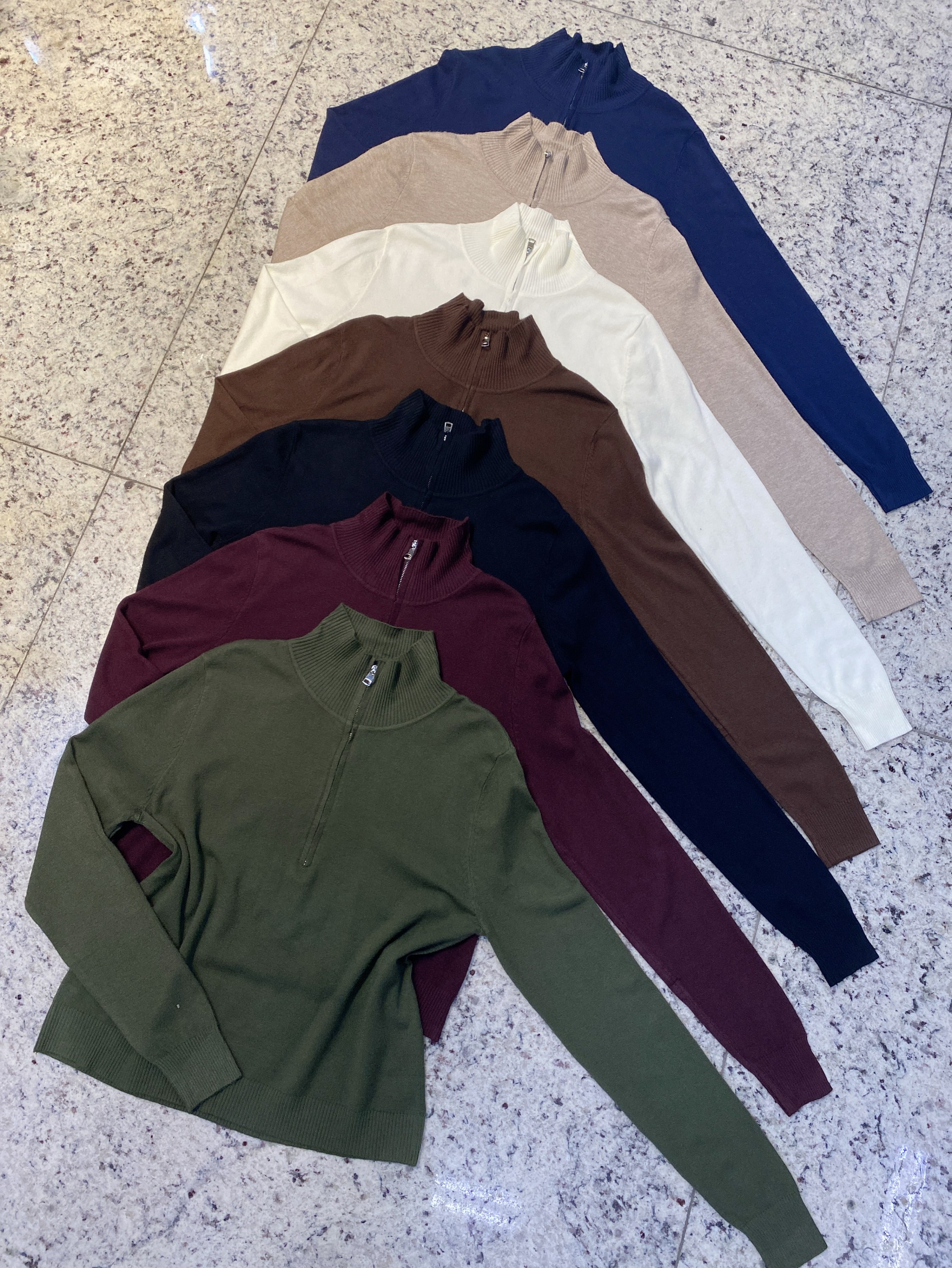 blusa de modal com zíper manga longa shu loja
