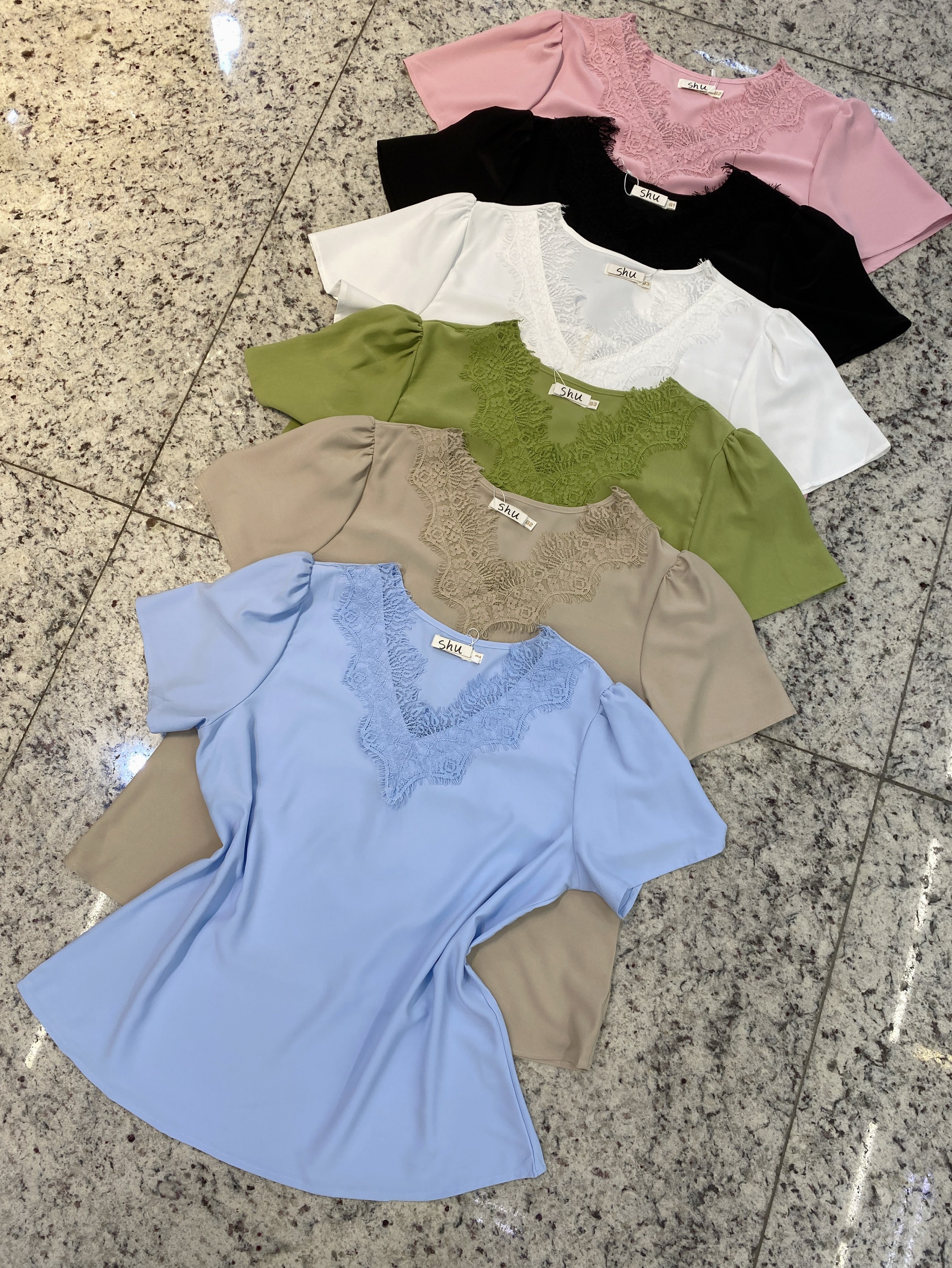 plus size com renda manga curta shu loja