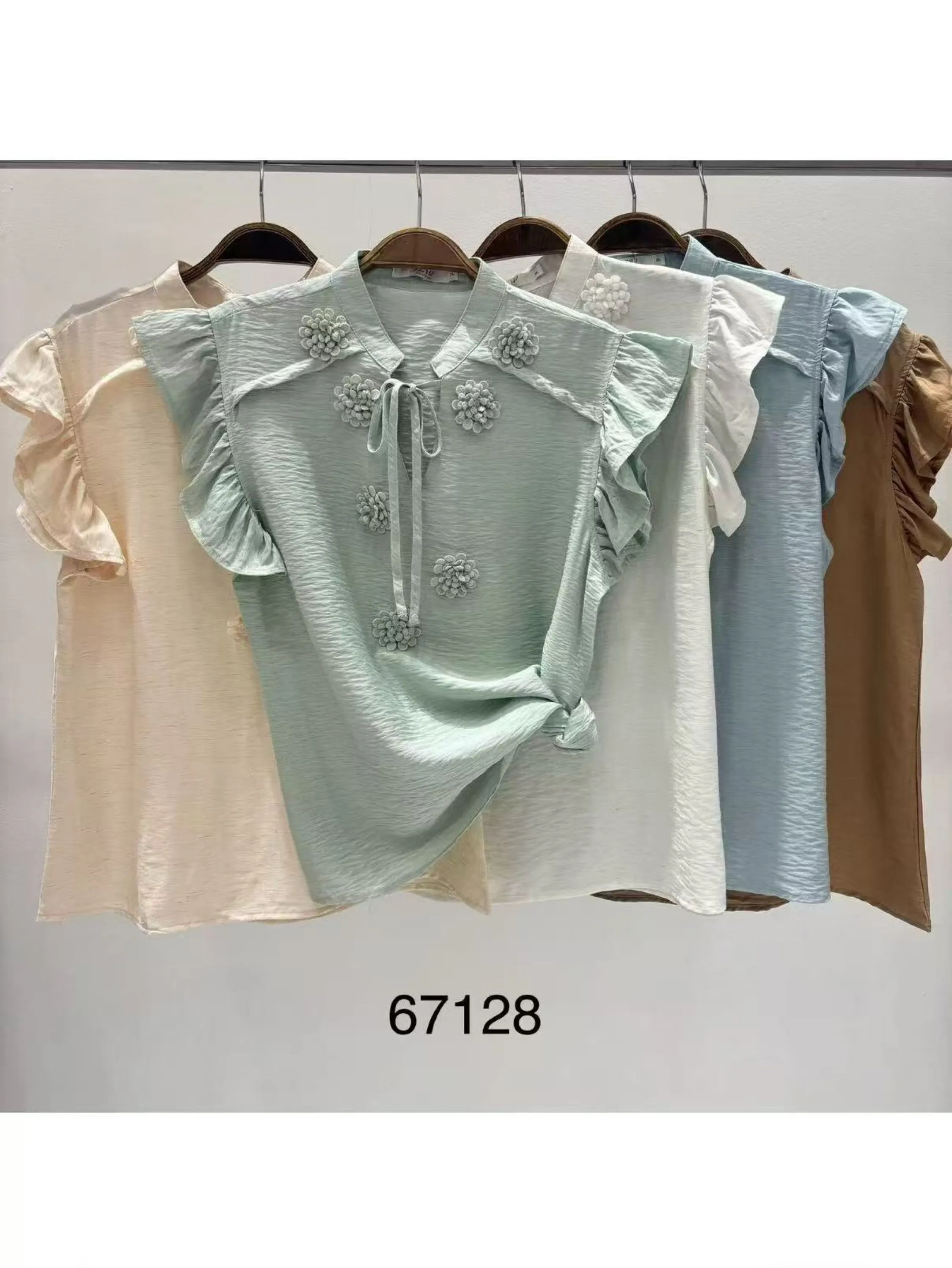blusa manga curta manga babada shu loja