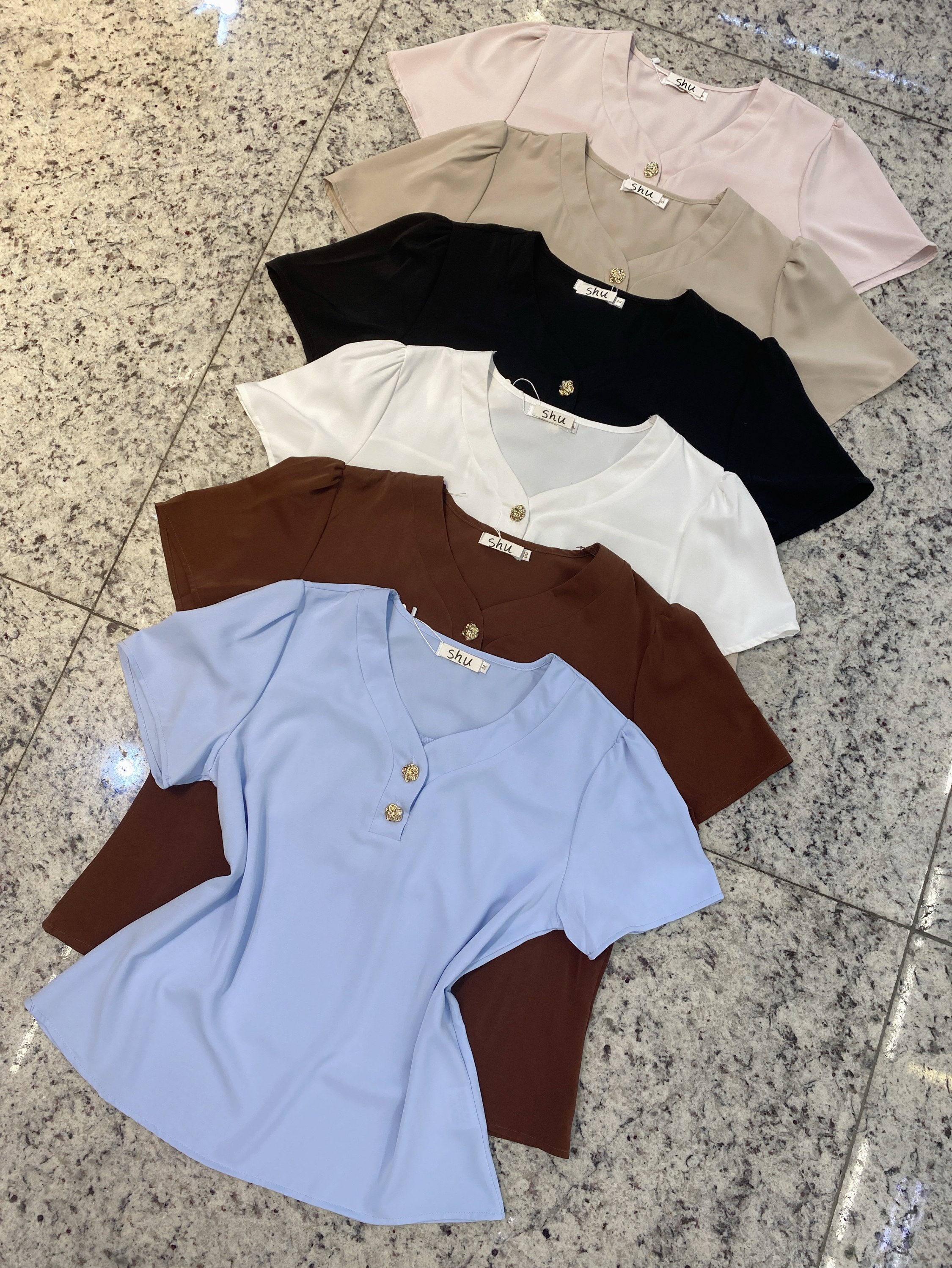 blusa lisa manga curta shu loja