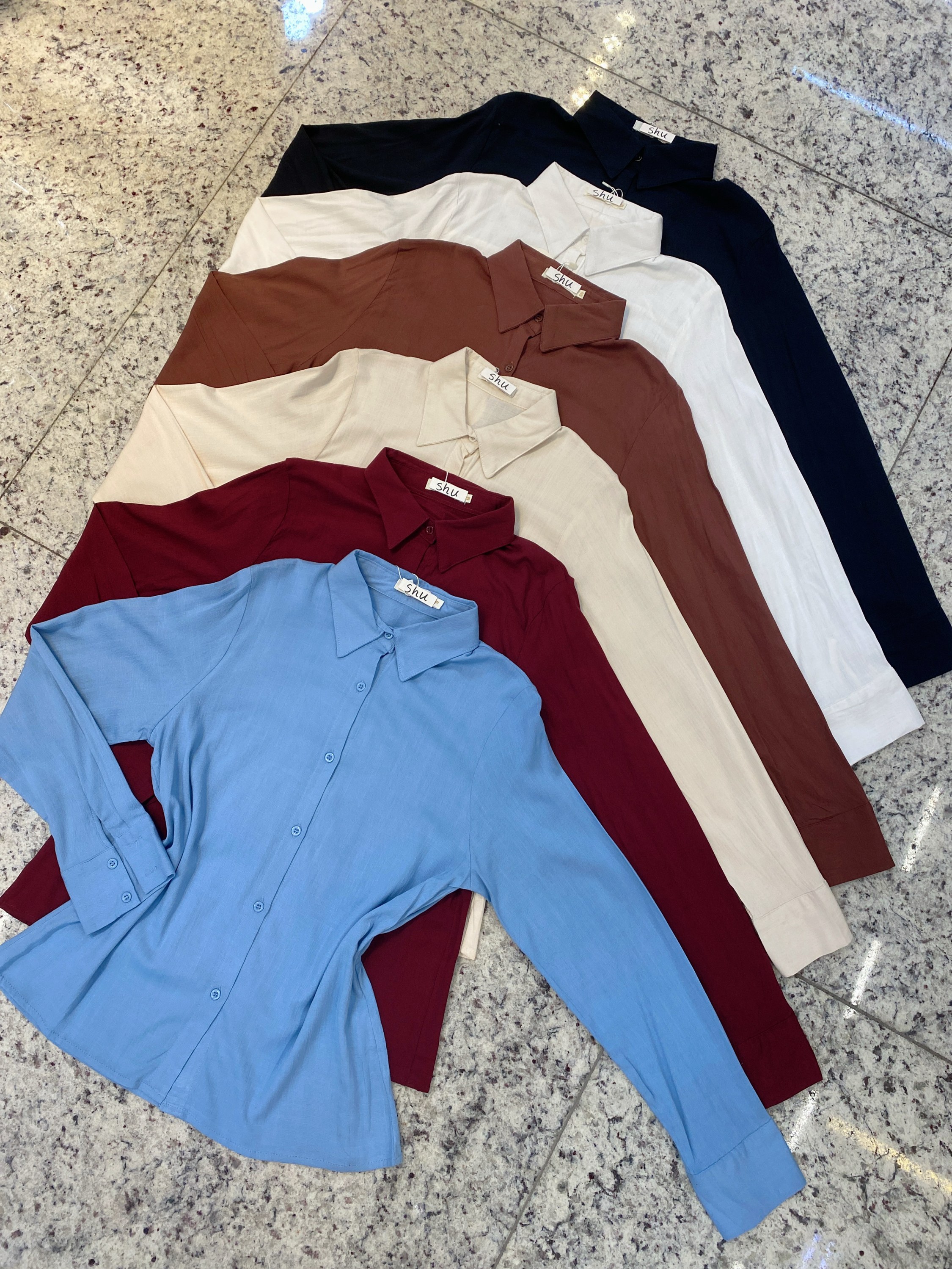 camisa lisa com elastano manga longa shu loja