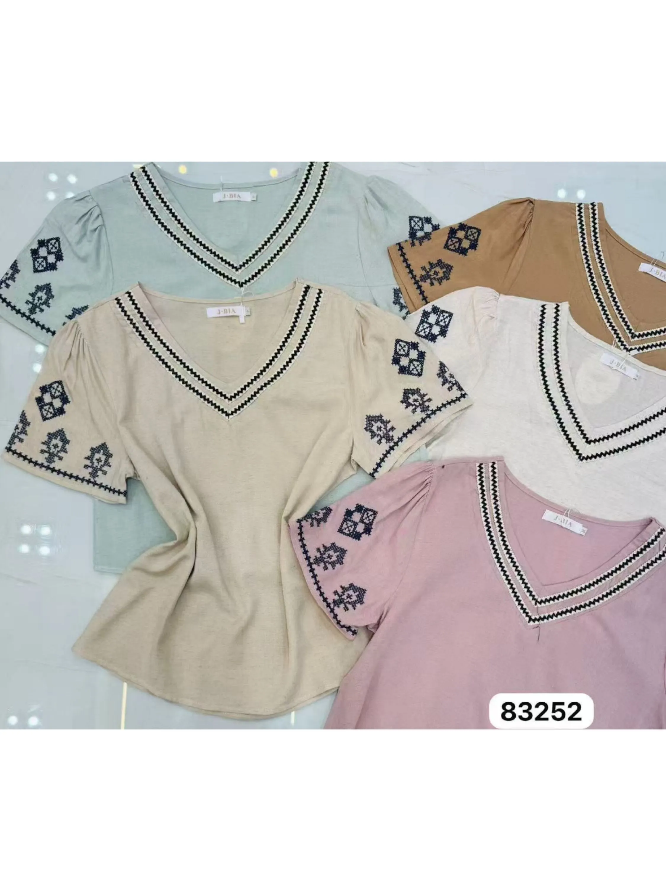 blusa com bordado manga curta shu loja