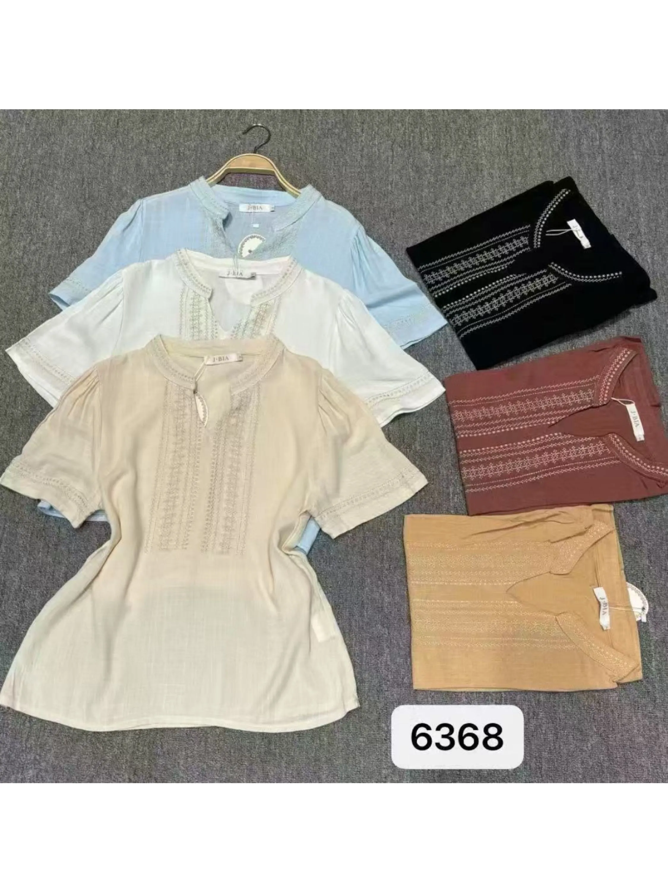 blusa com bordado manga curta shu loja