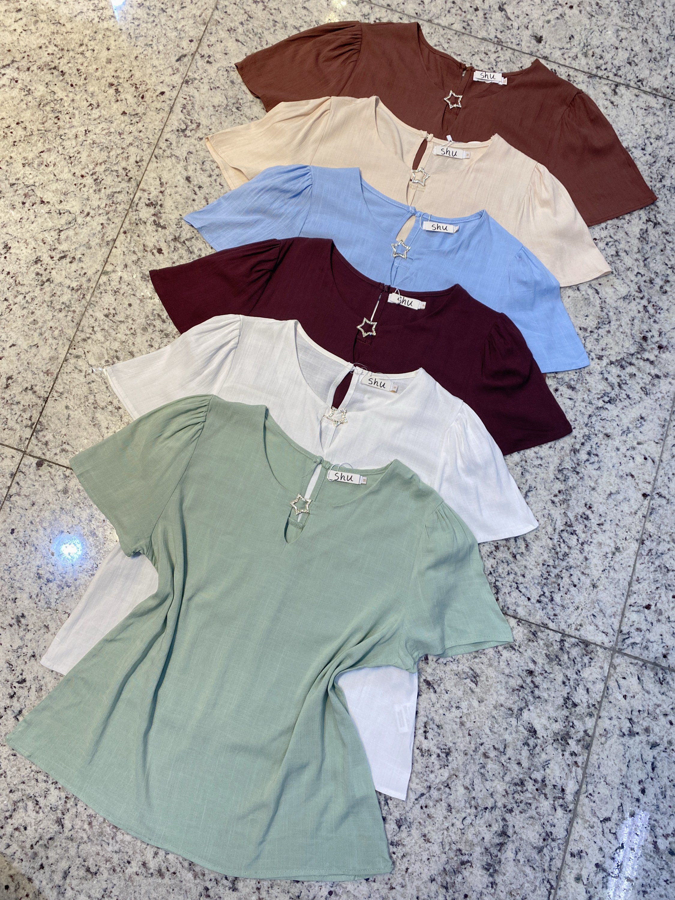 blusa com elastano manga curta shu loja