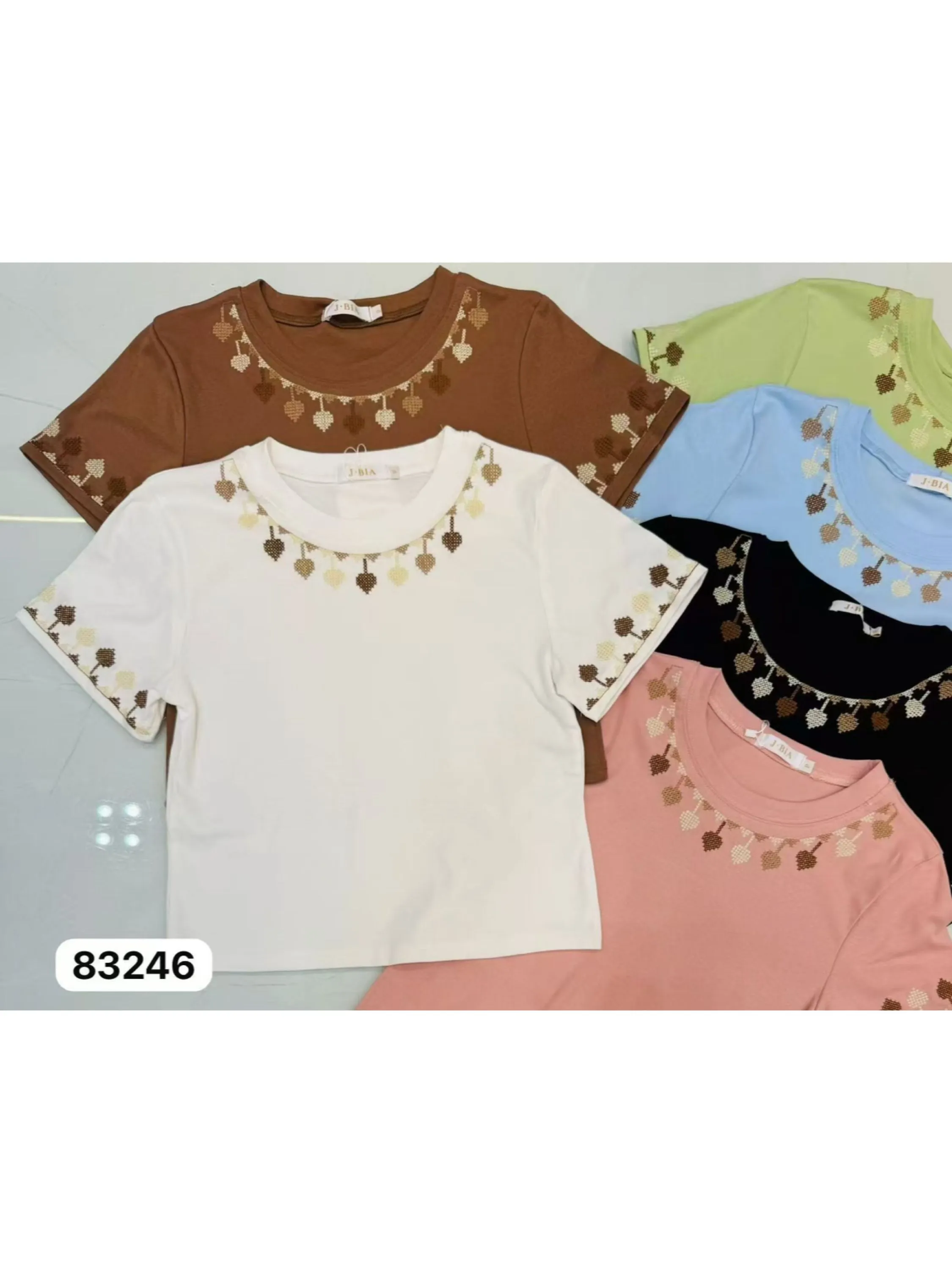 blusa com bordado manga curta shu loja