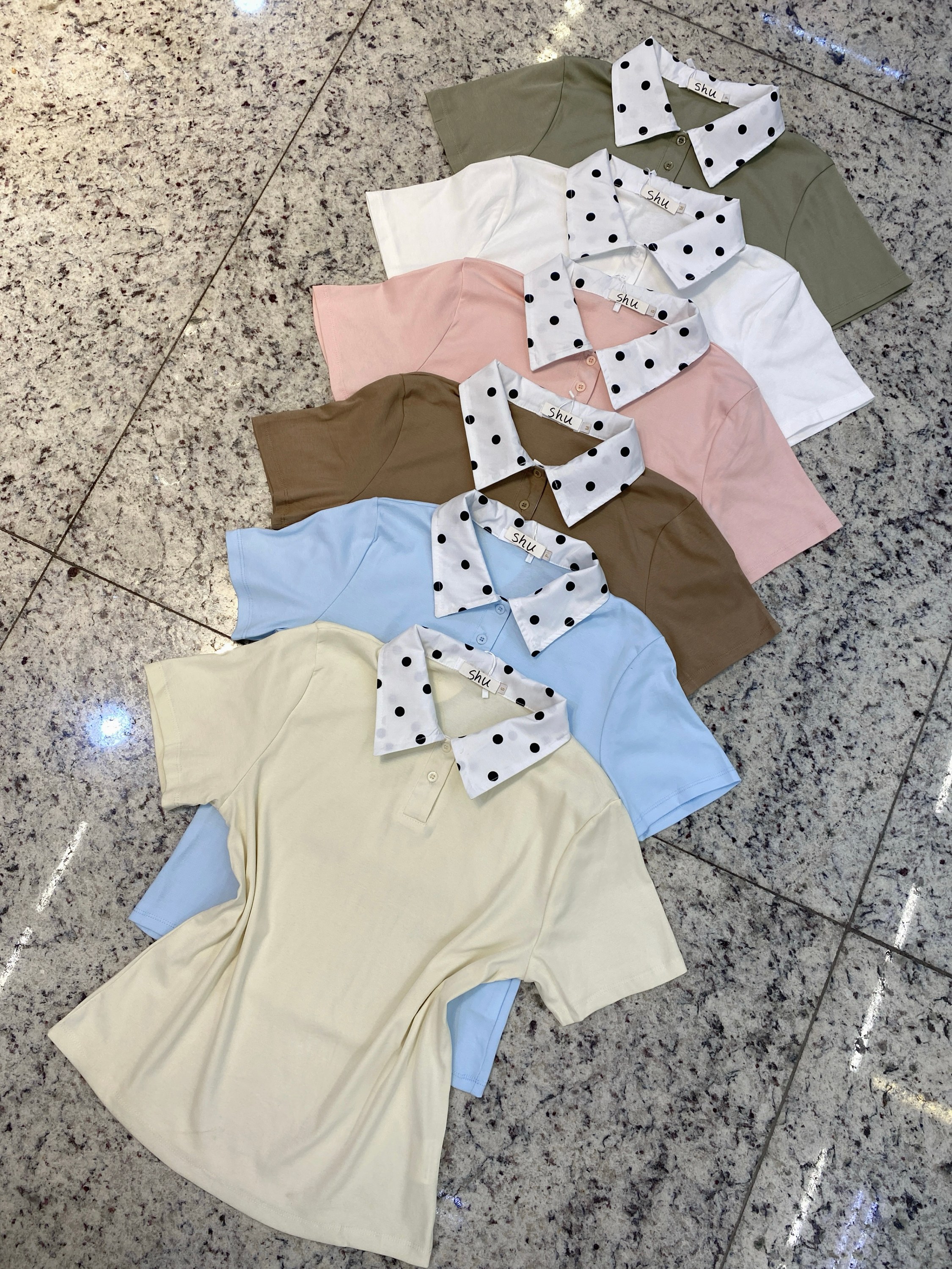 blusa gola polo manga curta shu loja