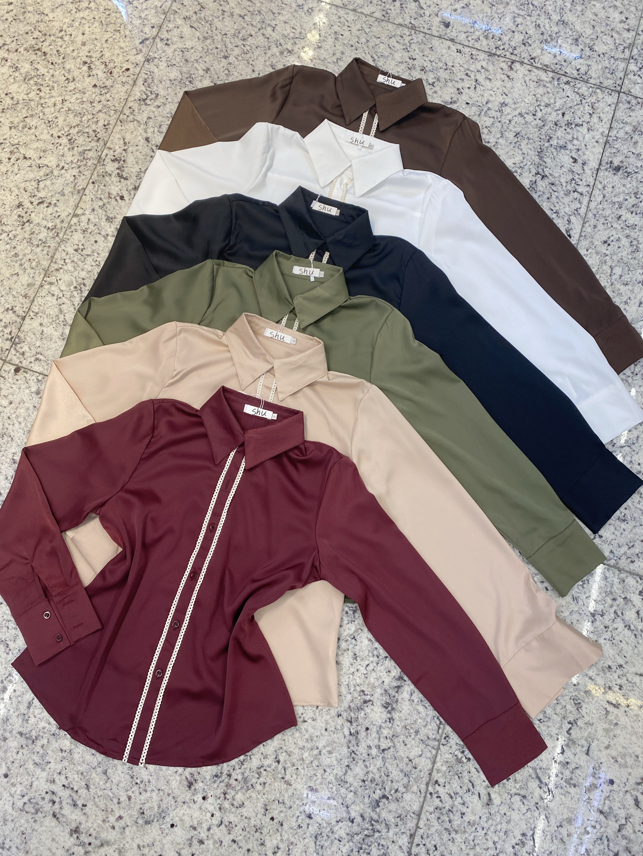 camisa lisa manga longa shu loja