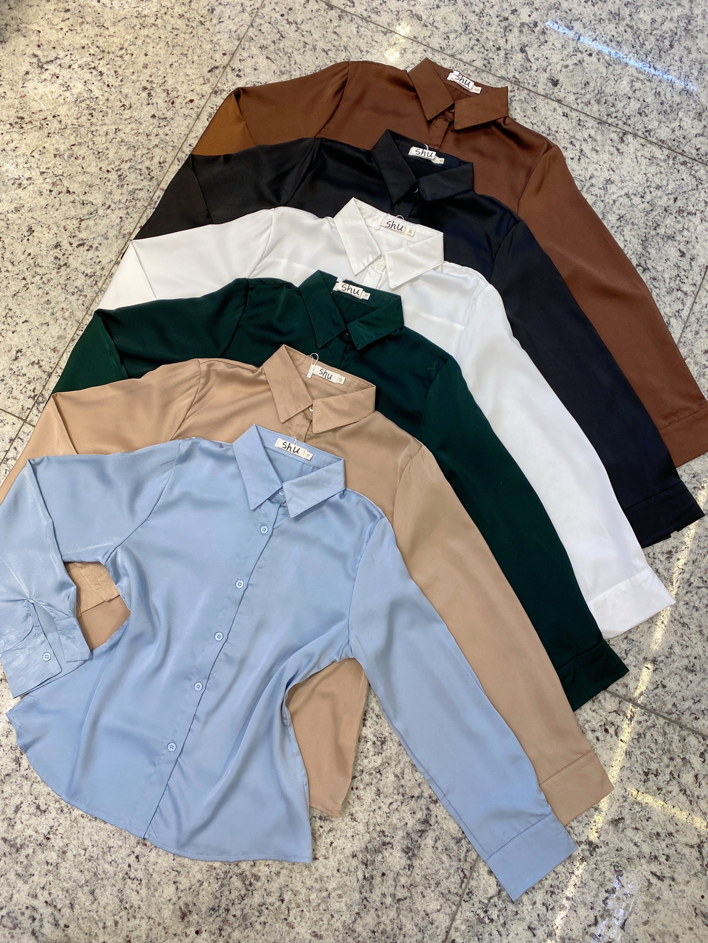 camisa lisa manga longa shu loja