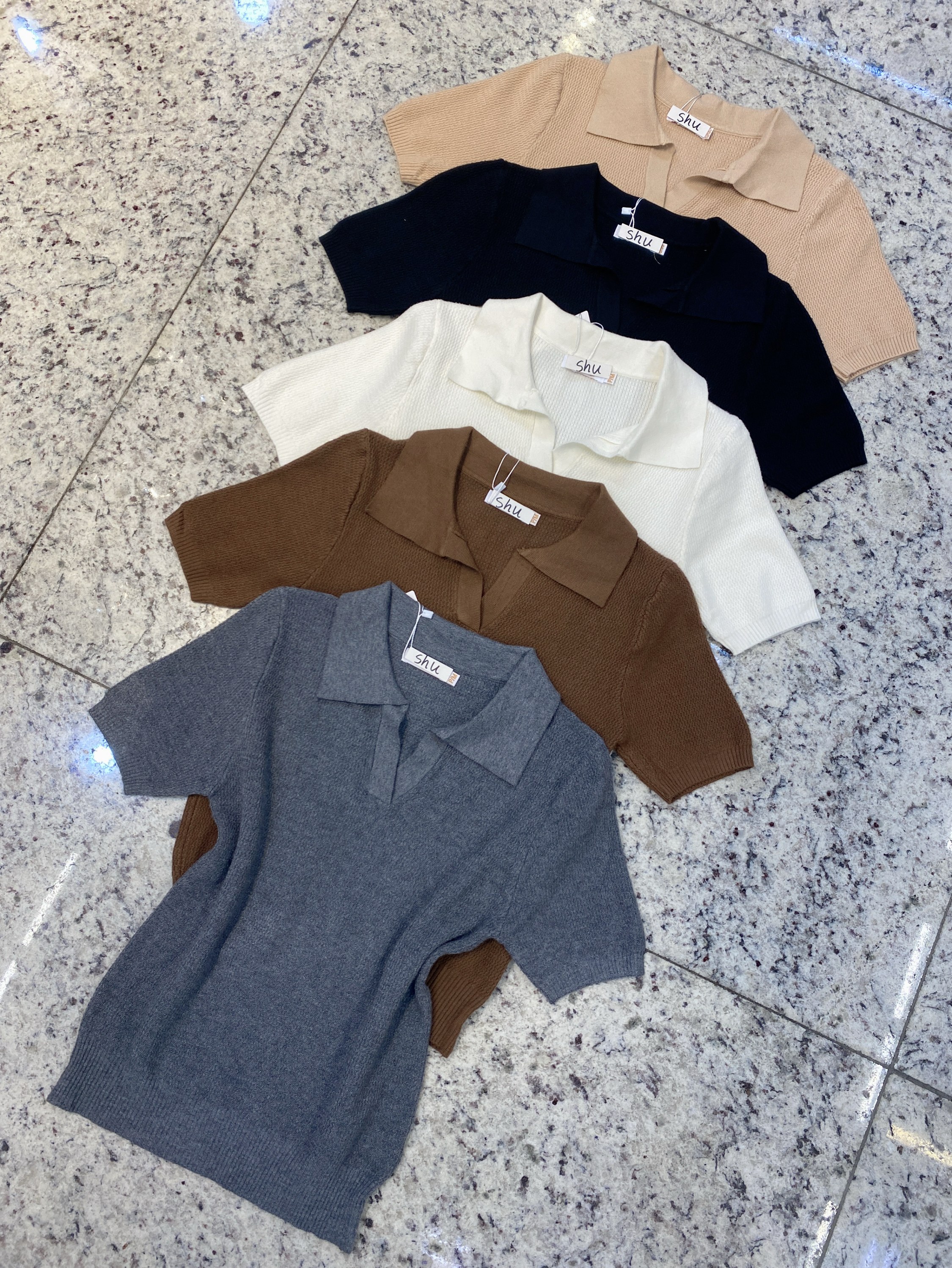 blusa gola polo manga curta shu loja