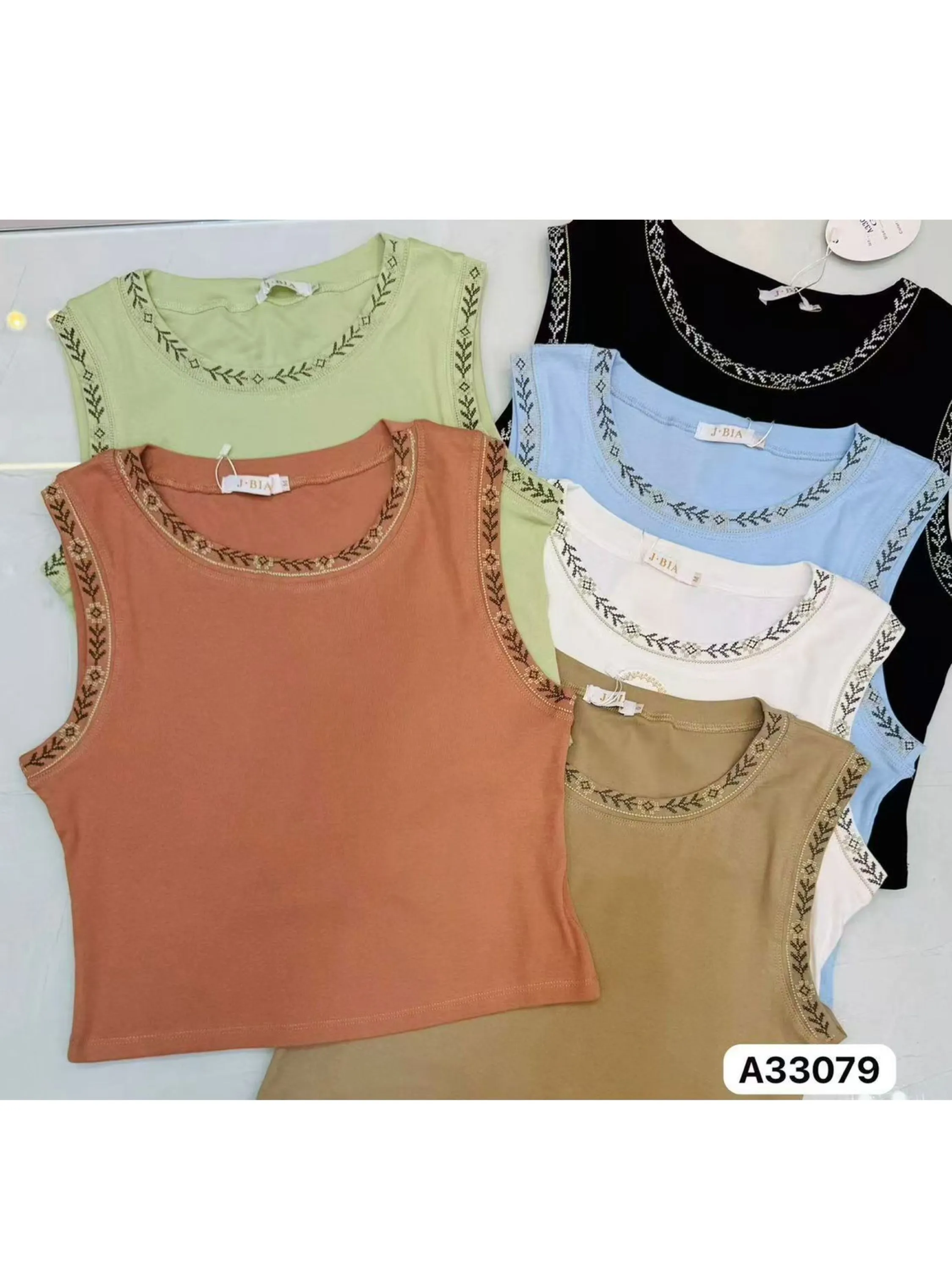blusa com bordado sem manga shu loja