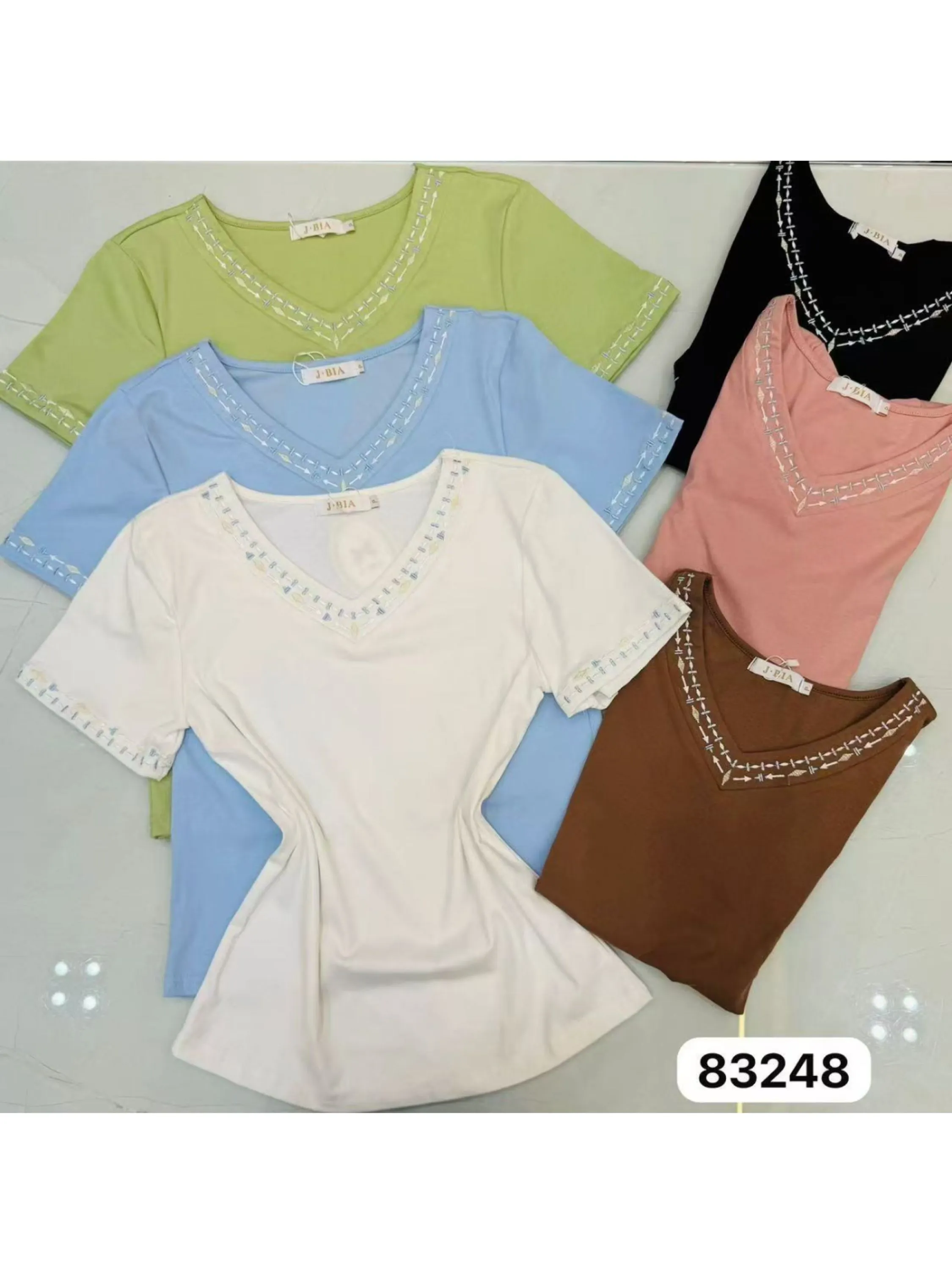 blusa com bordado manga curta shu loja