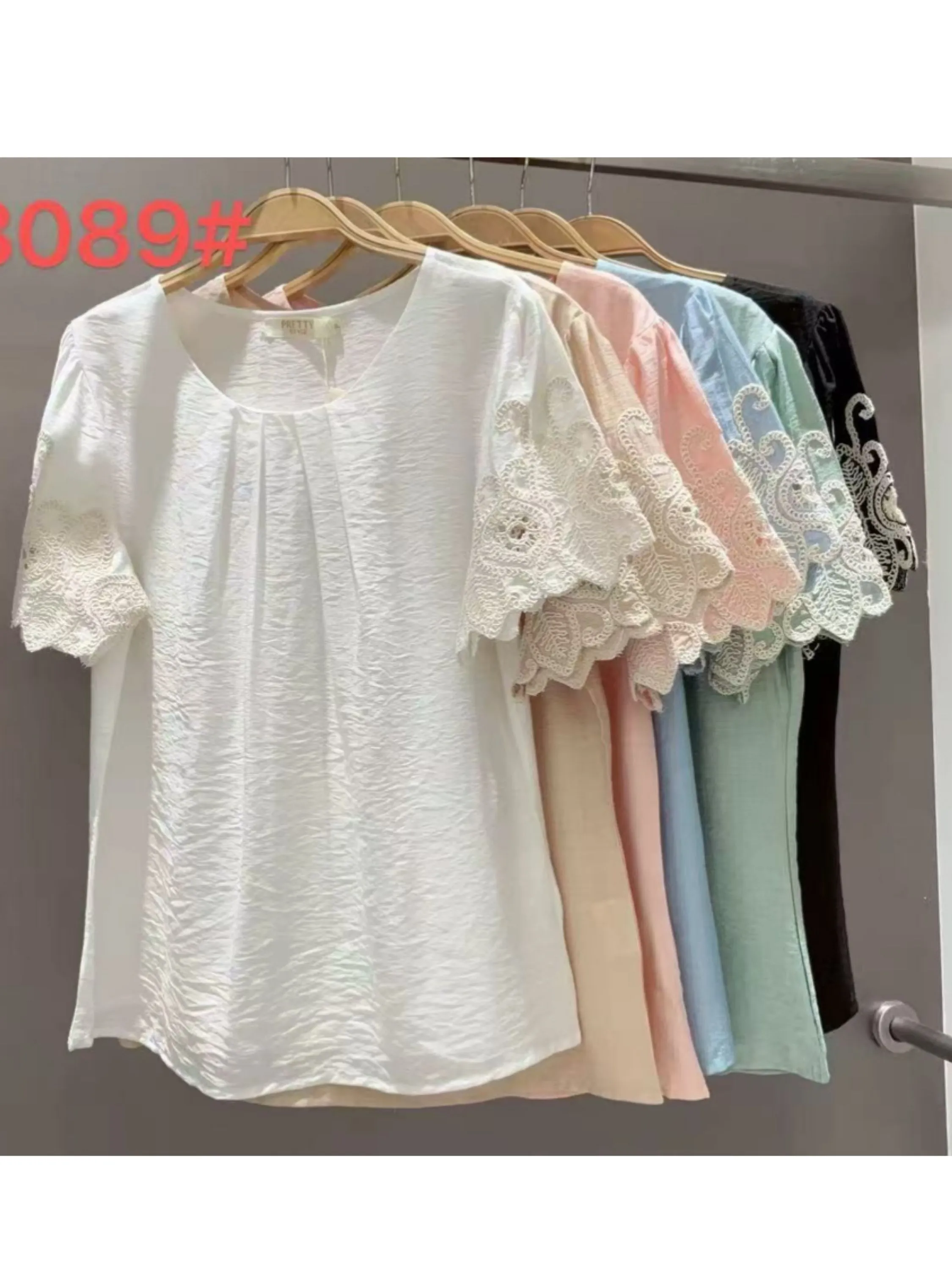 blusa lisa manga com bordado manga curta shu loja