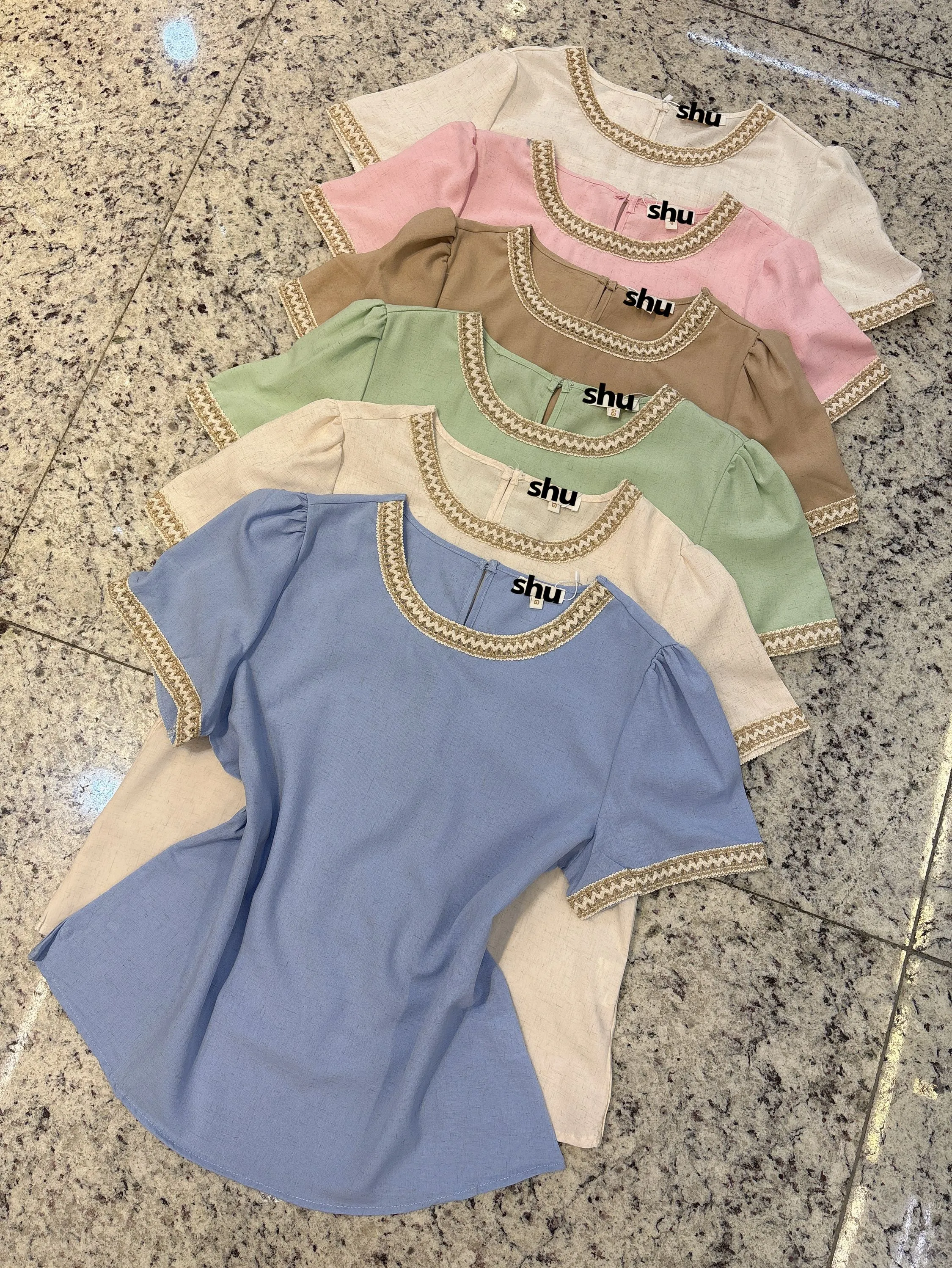 blusa lisa de linho grosso manga curta shu loja