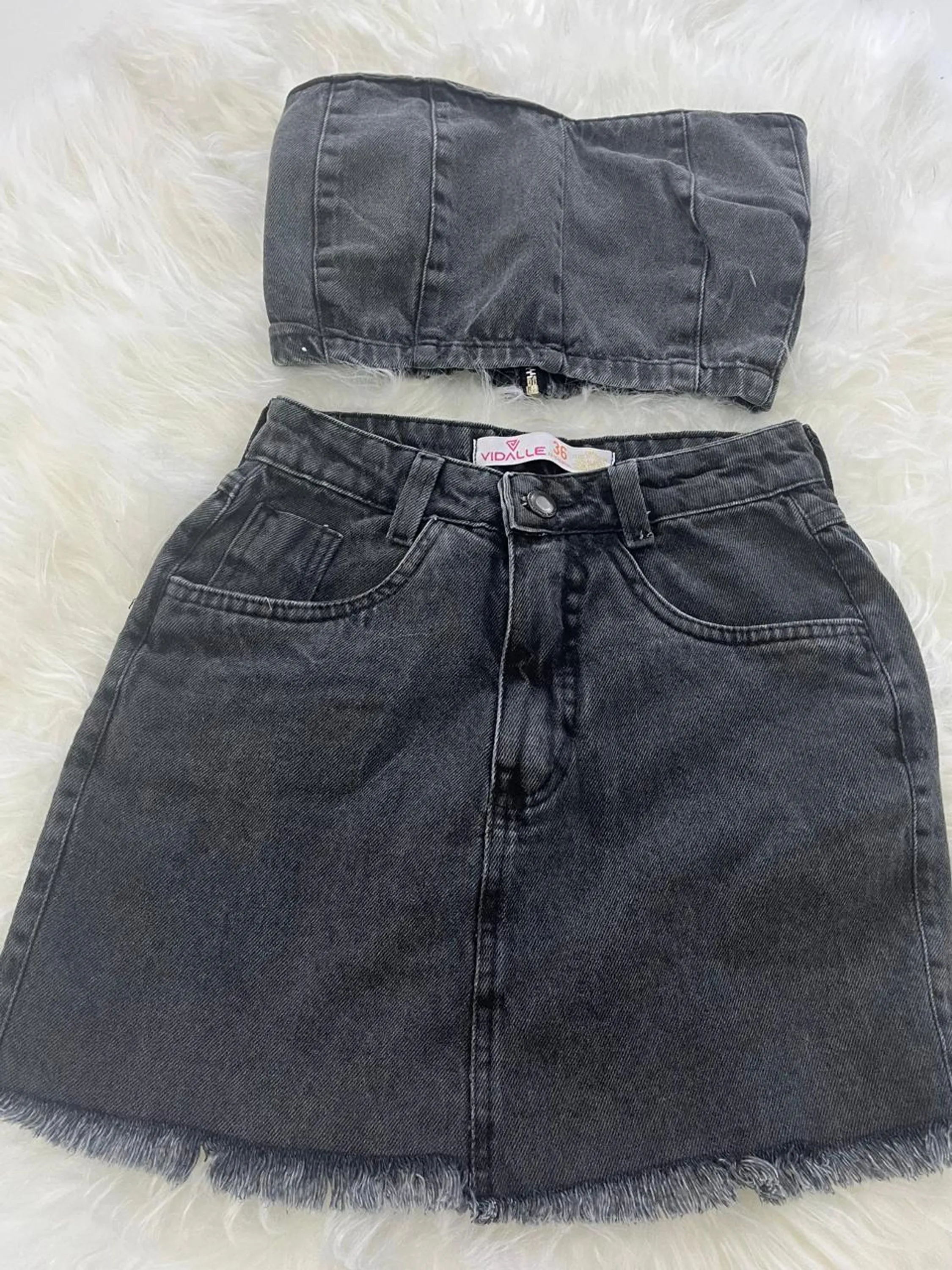 Conjunto Jeans Feminina Jeans Preto