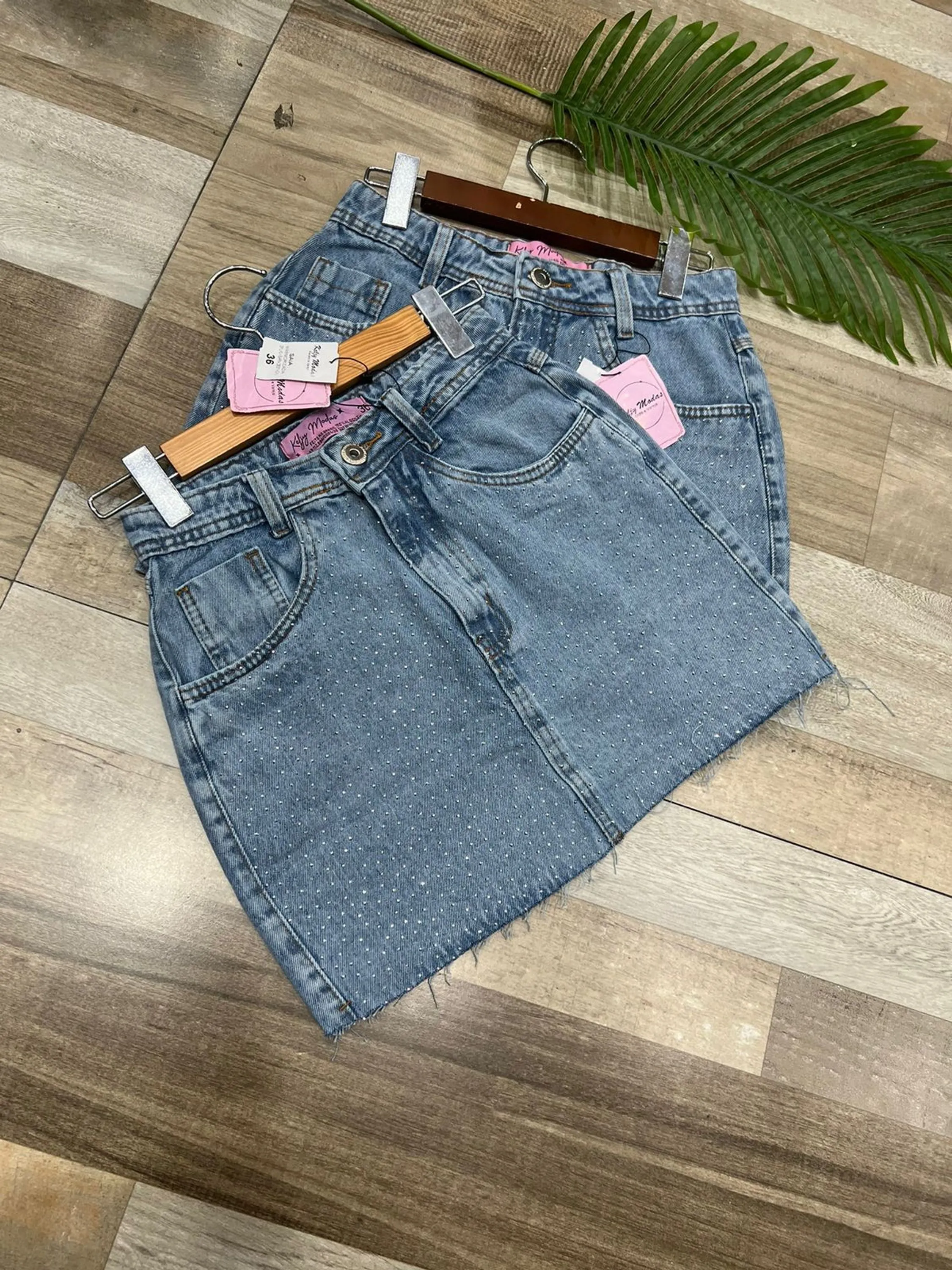 Saia Jeans Feminina Brilho