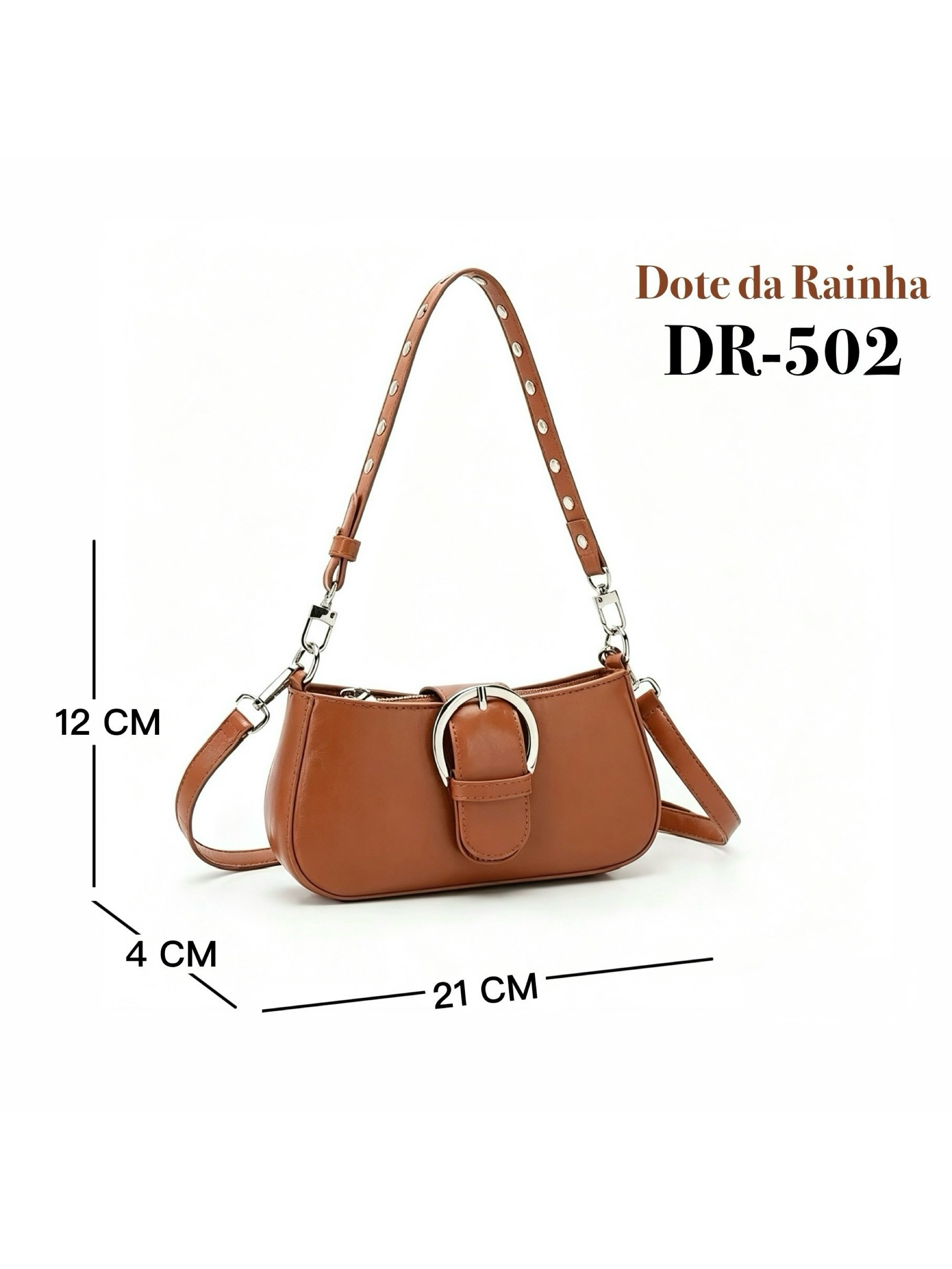 Bolsa quadrada com design simples de anel de metal retrô