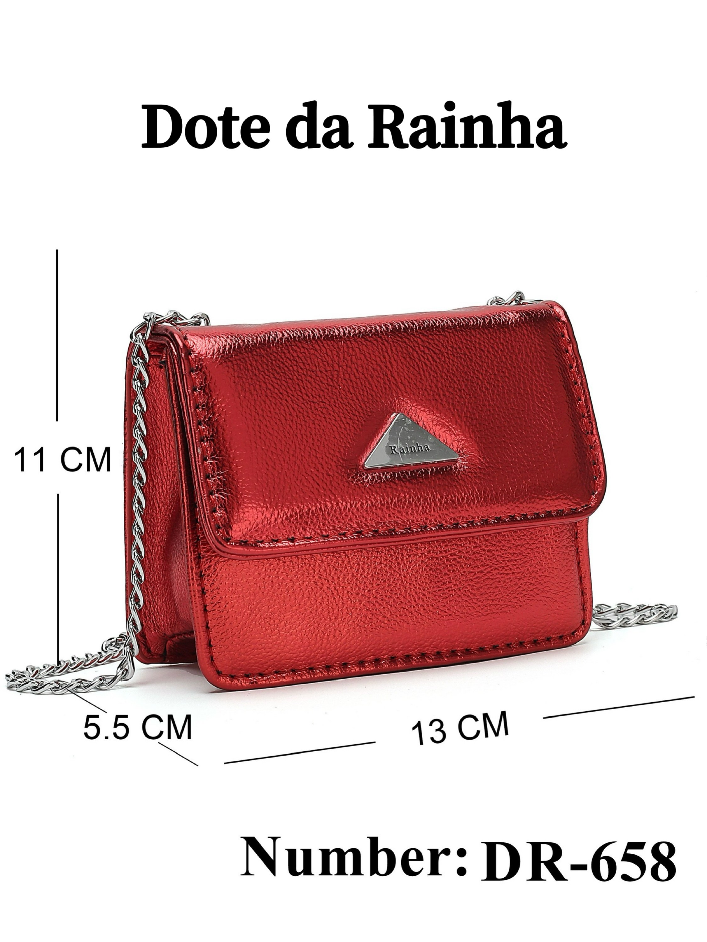 Mini bolsa de mão com corrente e fecho magnético