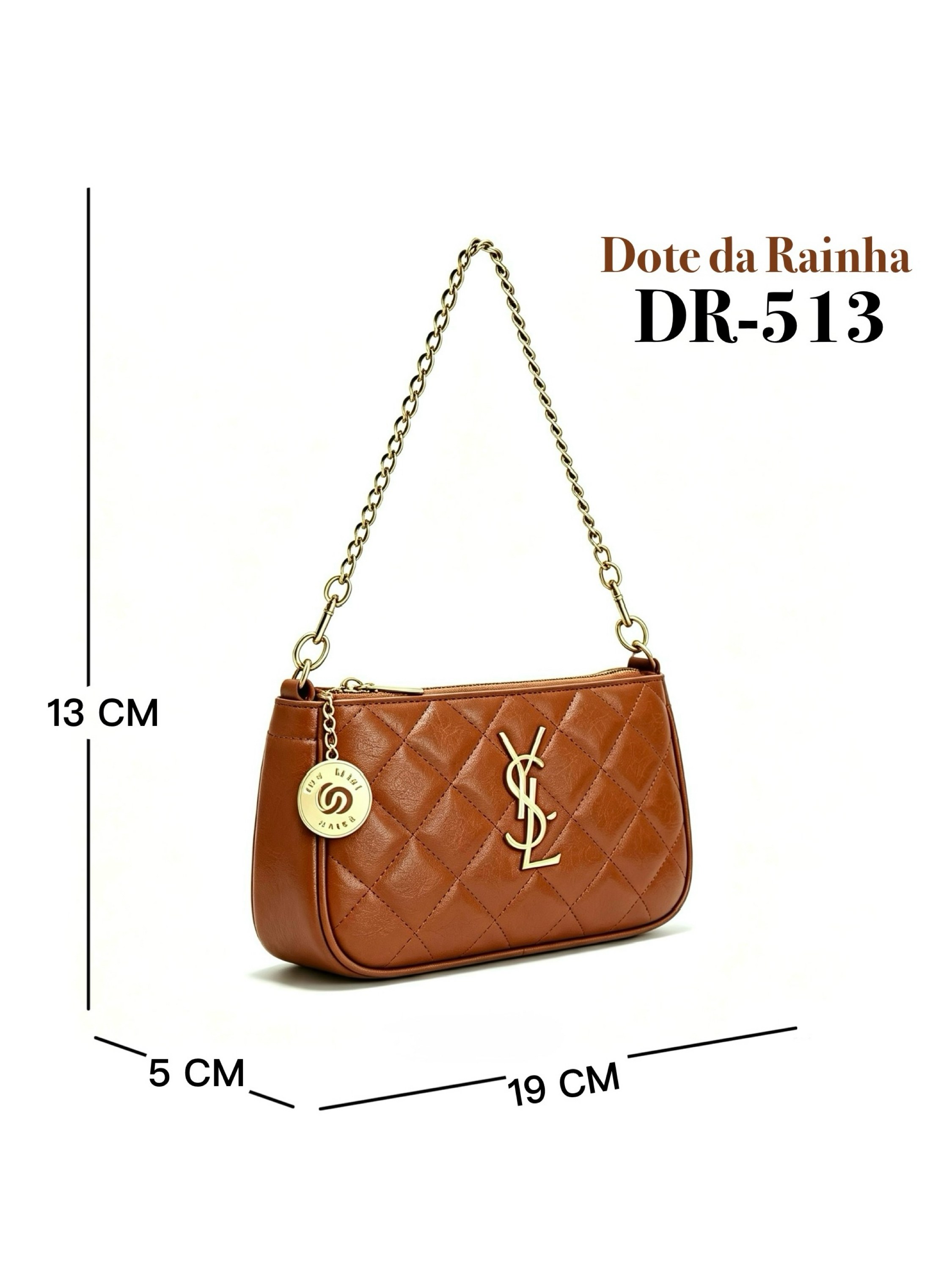 Bolsa de axila acolchoada com corrente