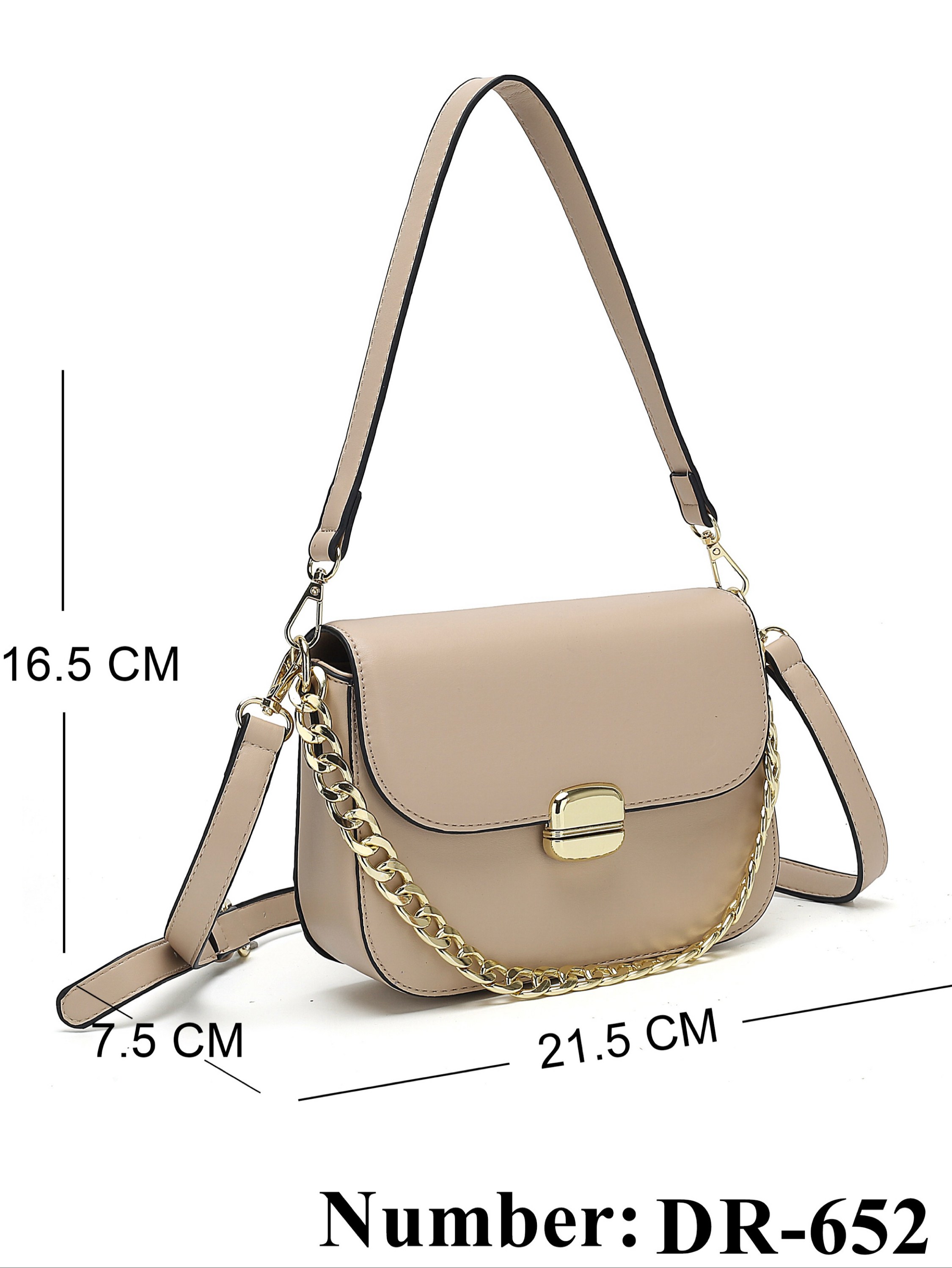 Bolsa transversal feminina com corrente dourada