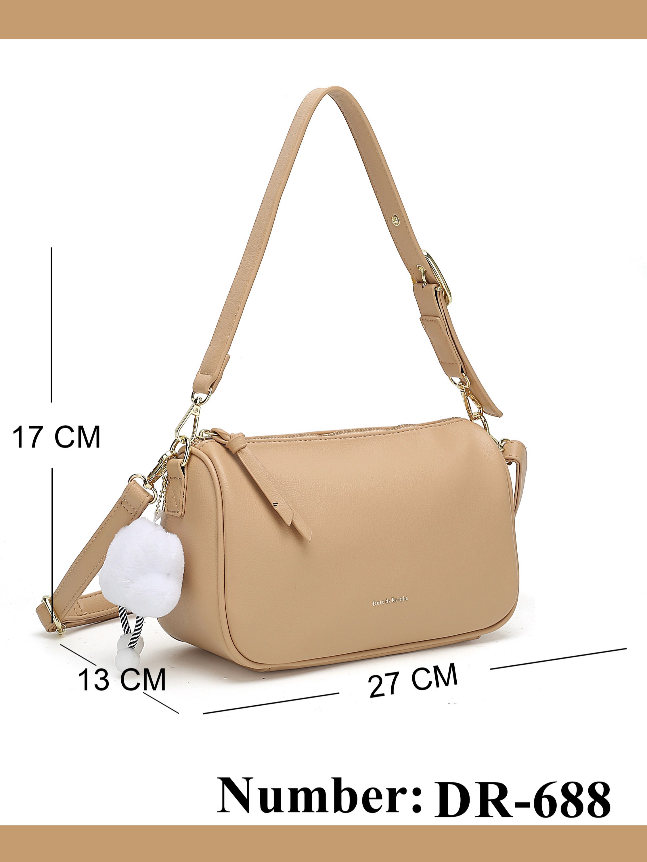 Bolsa transversal médio com chaveiro decorativo