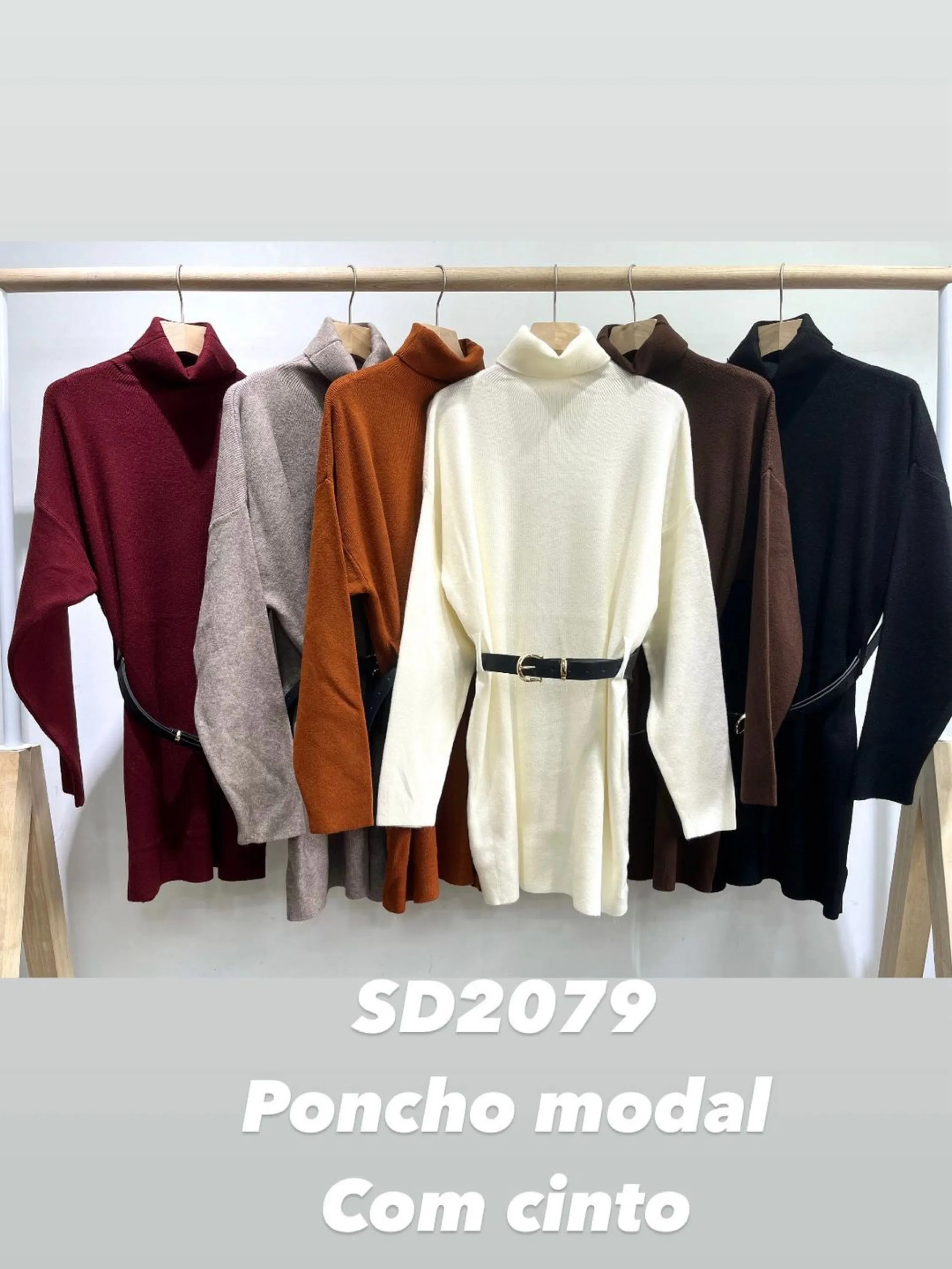 Poncho modal com cinto