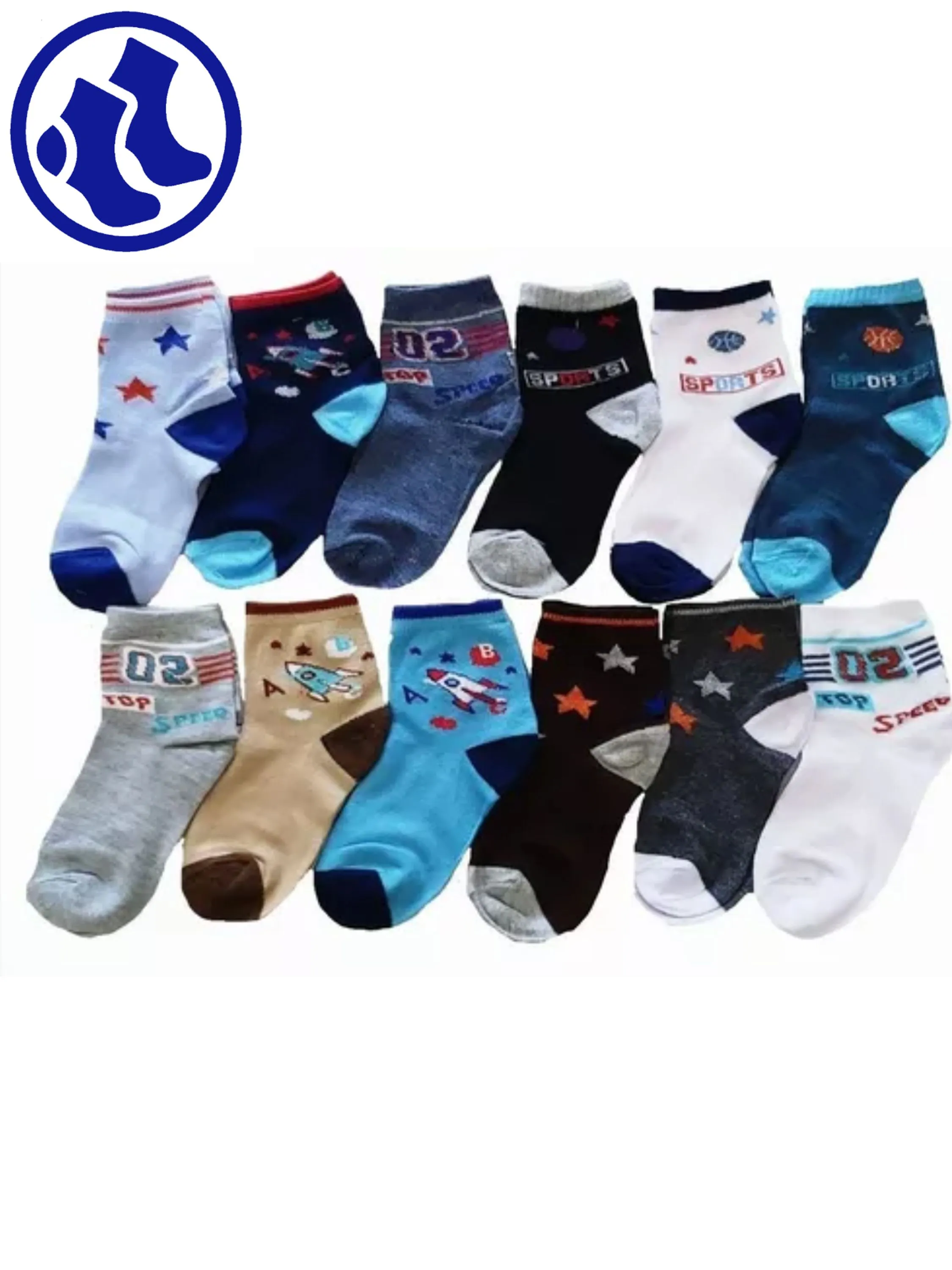 KIT 12 PARES MEIAS INFANTIL 6-8 (MENINOS)