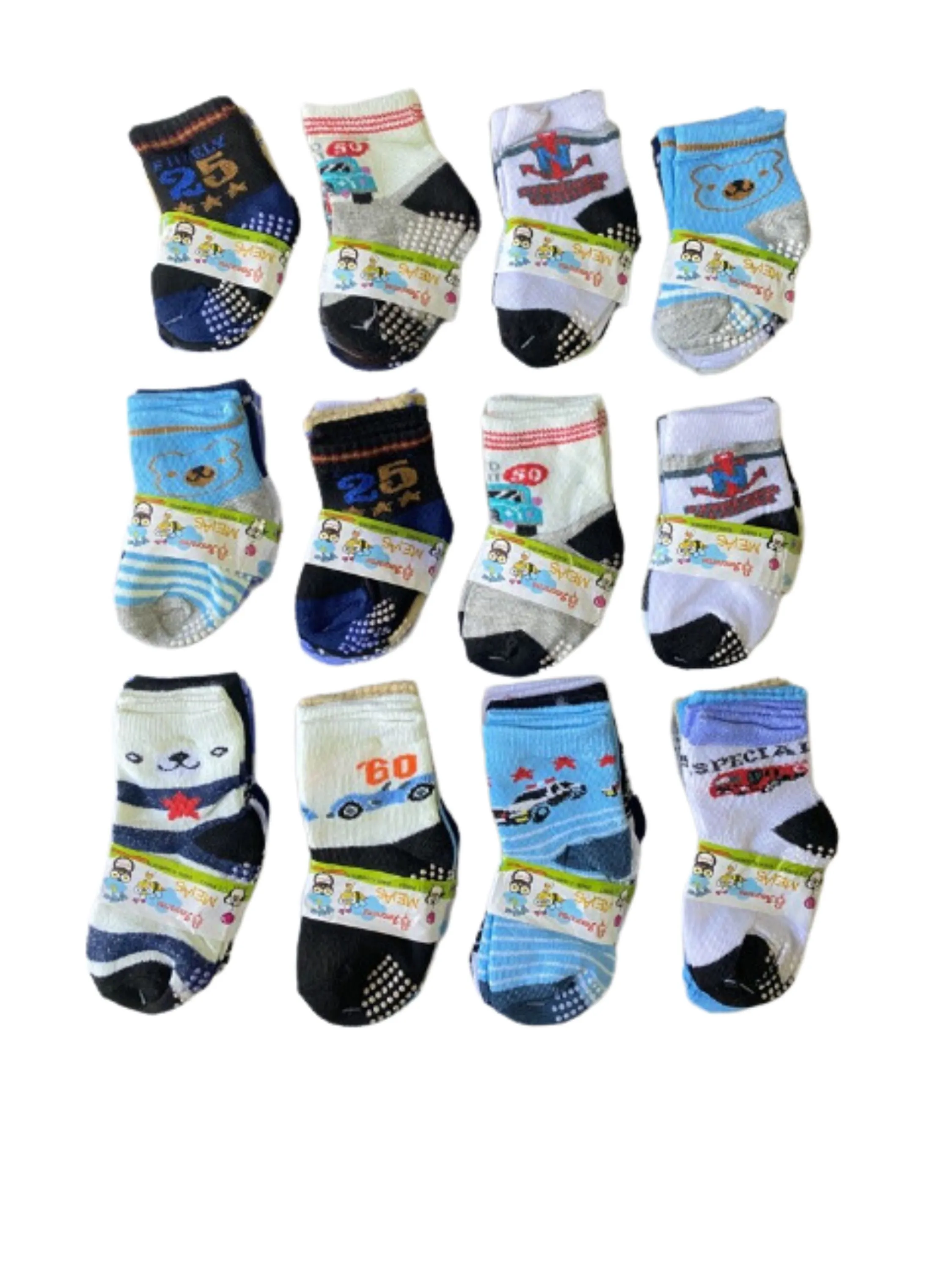 12 PARES MEIA BEBE ANTIDERRAPANTE TAM: 12-24 MESES (MENINO)
