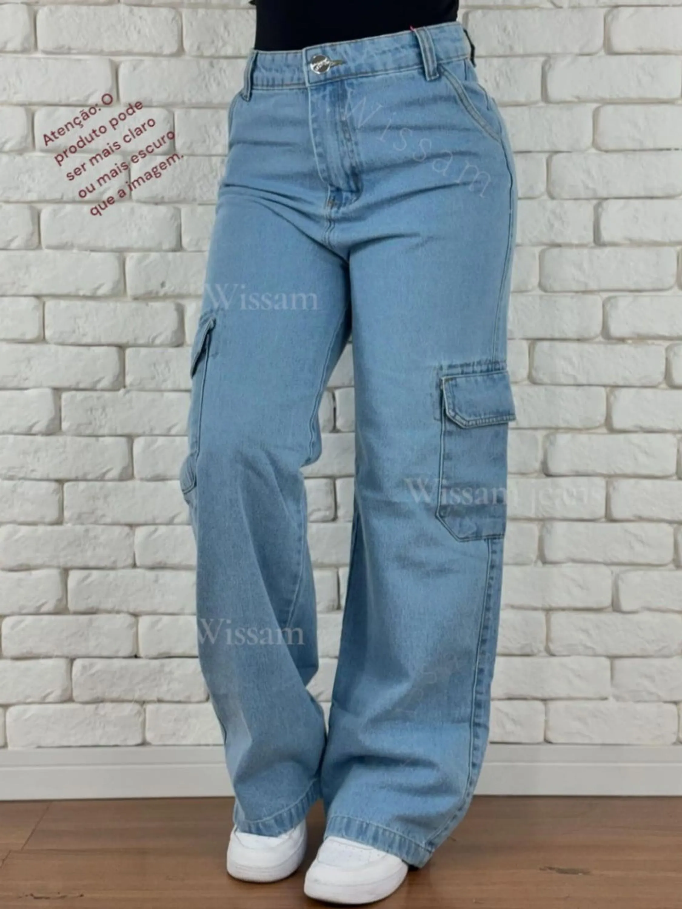 Cargo Jeans pantalona feminina