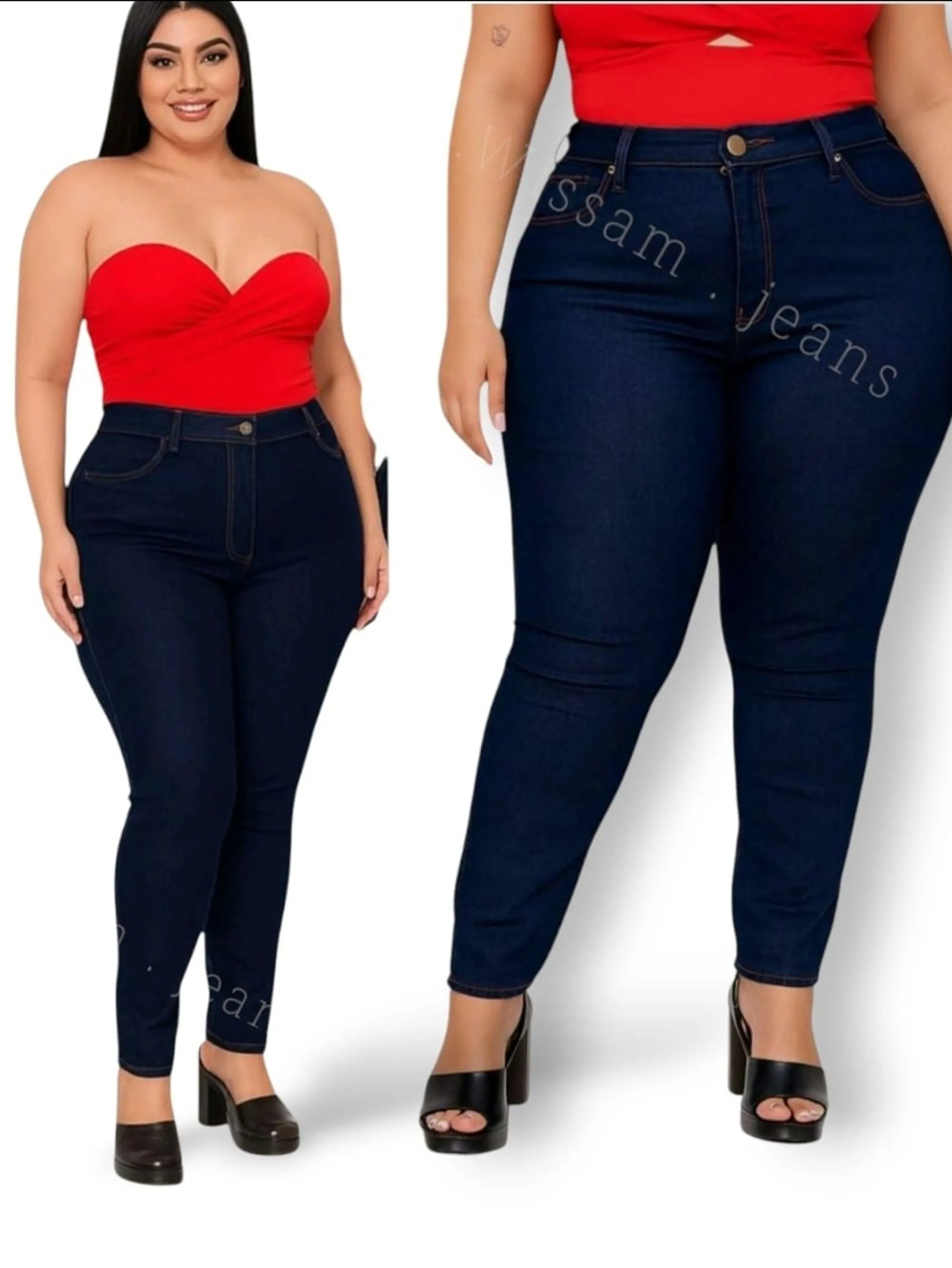 Calça Plus size jeans feminina skinny com lycra
