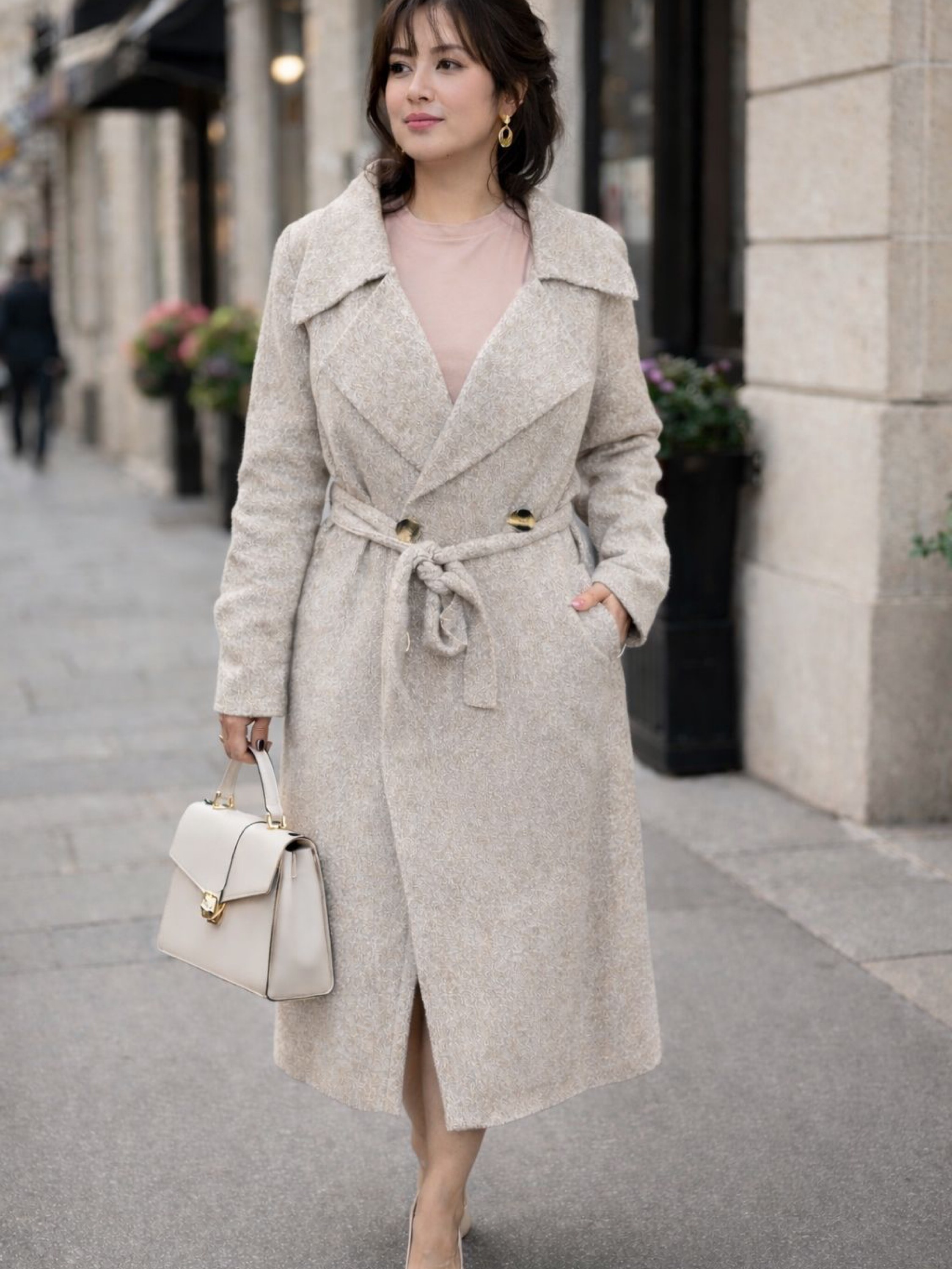 Sobretudo Feminino De Tricot Mousse Casaco De Frio Elegante