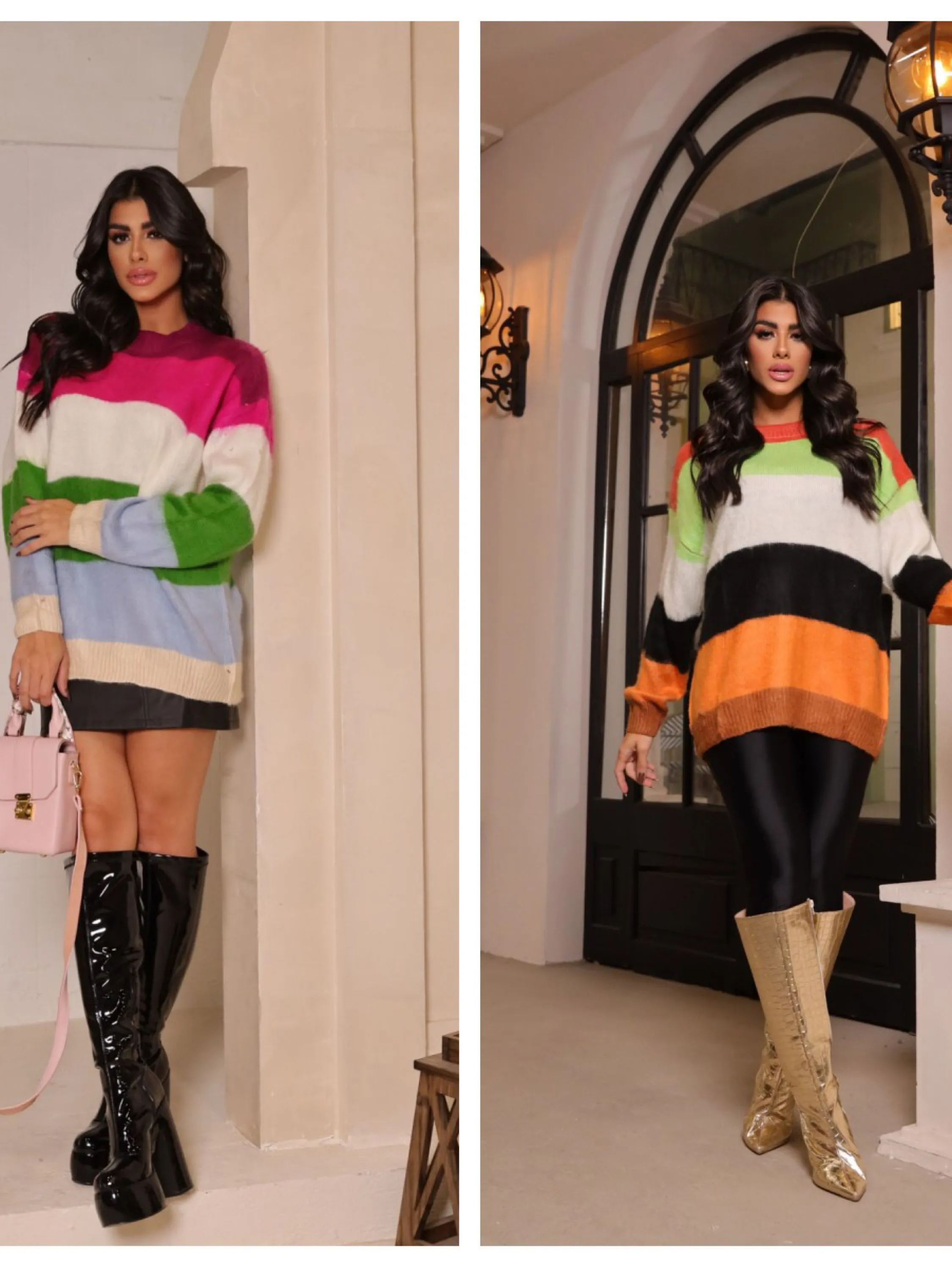 Blusa de frio listrada multicolorida