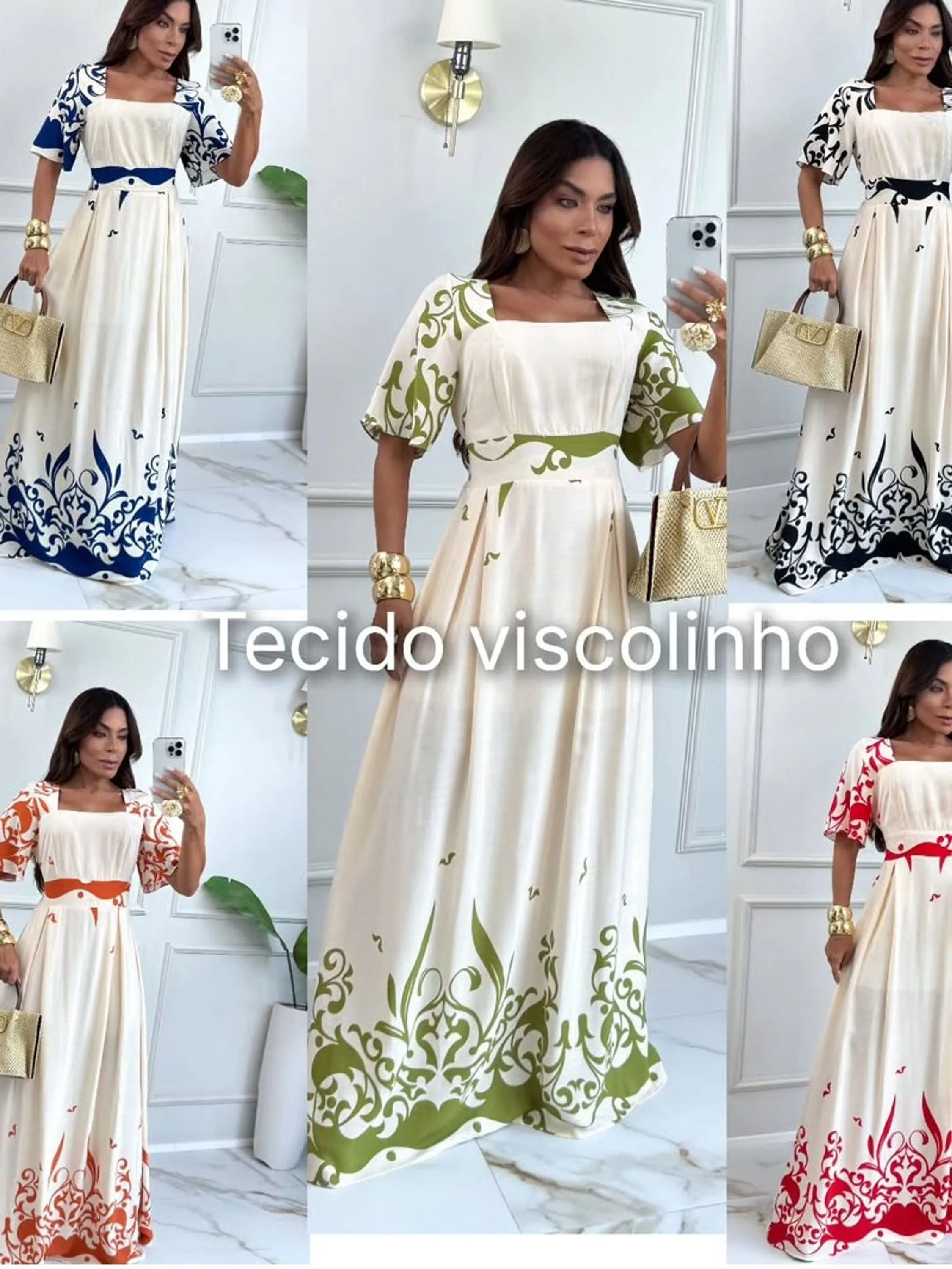 Vestido Longo Manga Fler