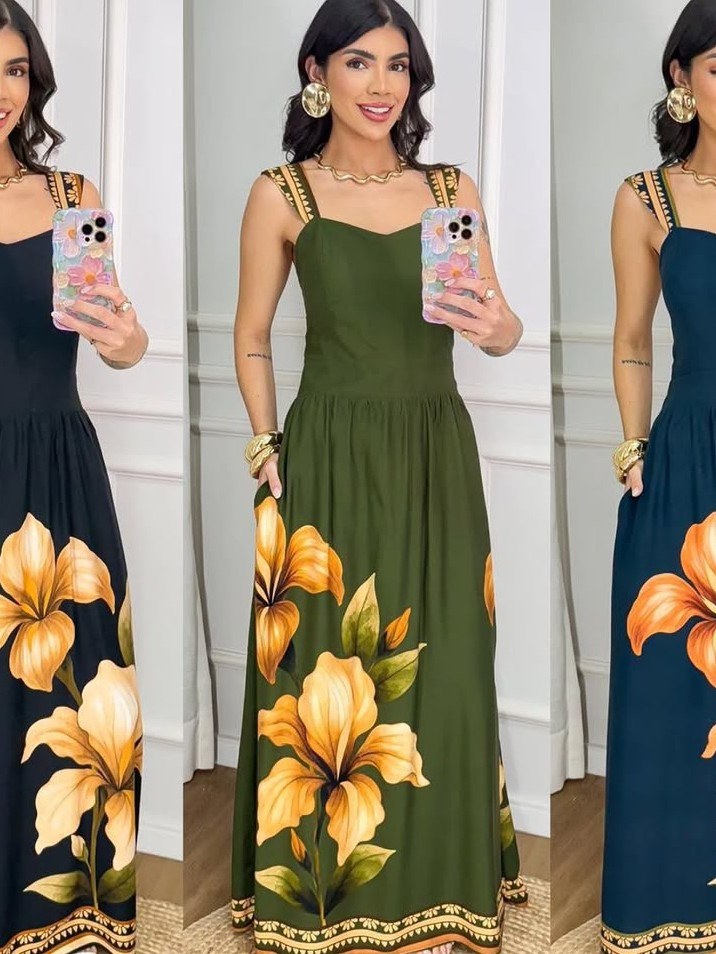 Vestido Longo c Bolso